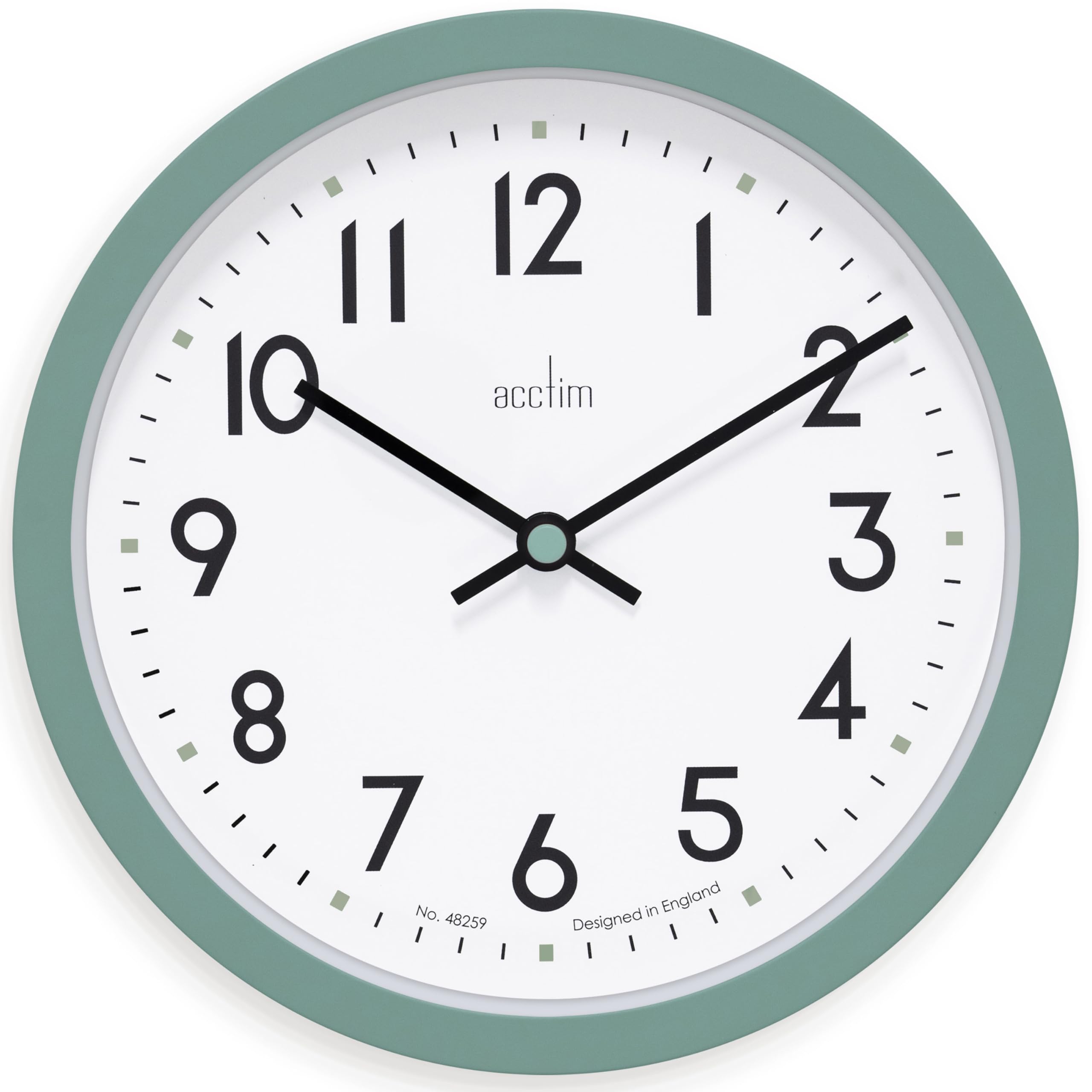Acctim Elstow Wall Clock - 20cm Diameter Plastic Case | Quartz Movement | Meadow Green