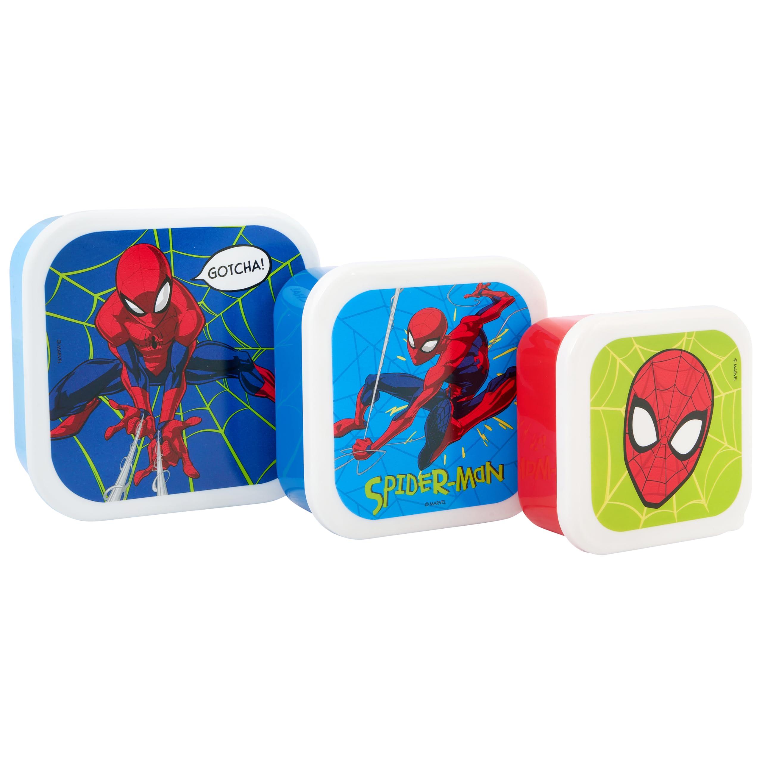 Marvel Spider-Man Amazing Stackable Lunch Boxes - Set of 3 | Red & Blue | Polypropylene 1