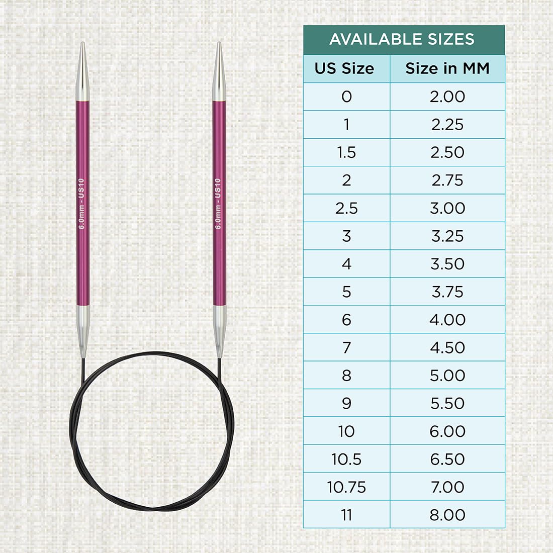 KnitPro Zing Fixed Circular Knitting Needles - 6.00mm | 40cm Length | Lightweight Aluminium 4