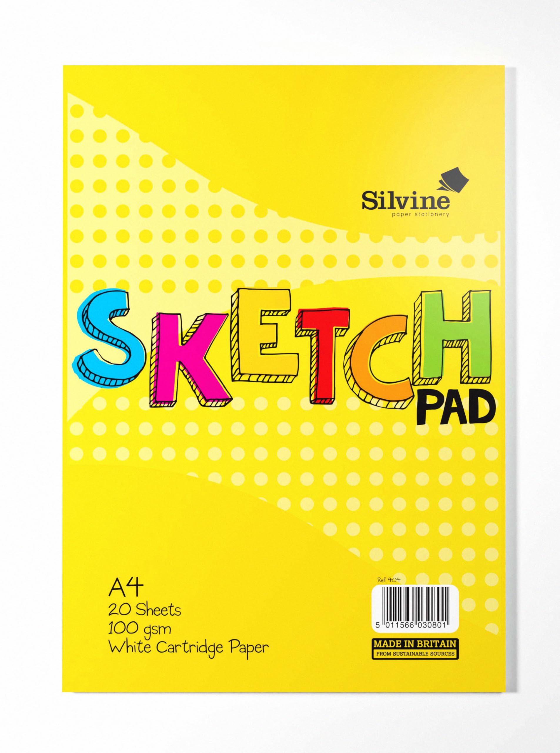 Silvine A4 Sketch Pad - 20 Sheets 100gsm Smooth White Cartridge Paper | Glue Bound 1
