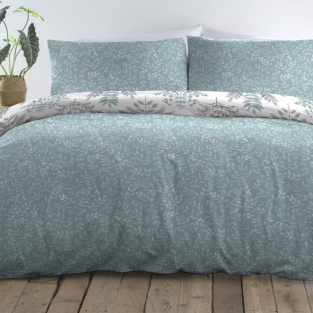 Dreams & Drapes Emily Easy Care Duvet Cover Set - 3 Piece, King Size, Duck Egg 4