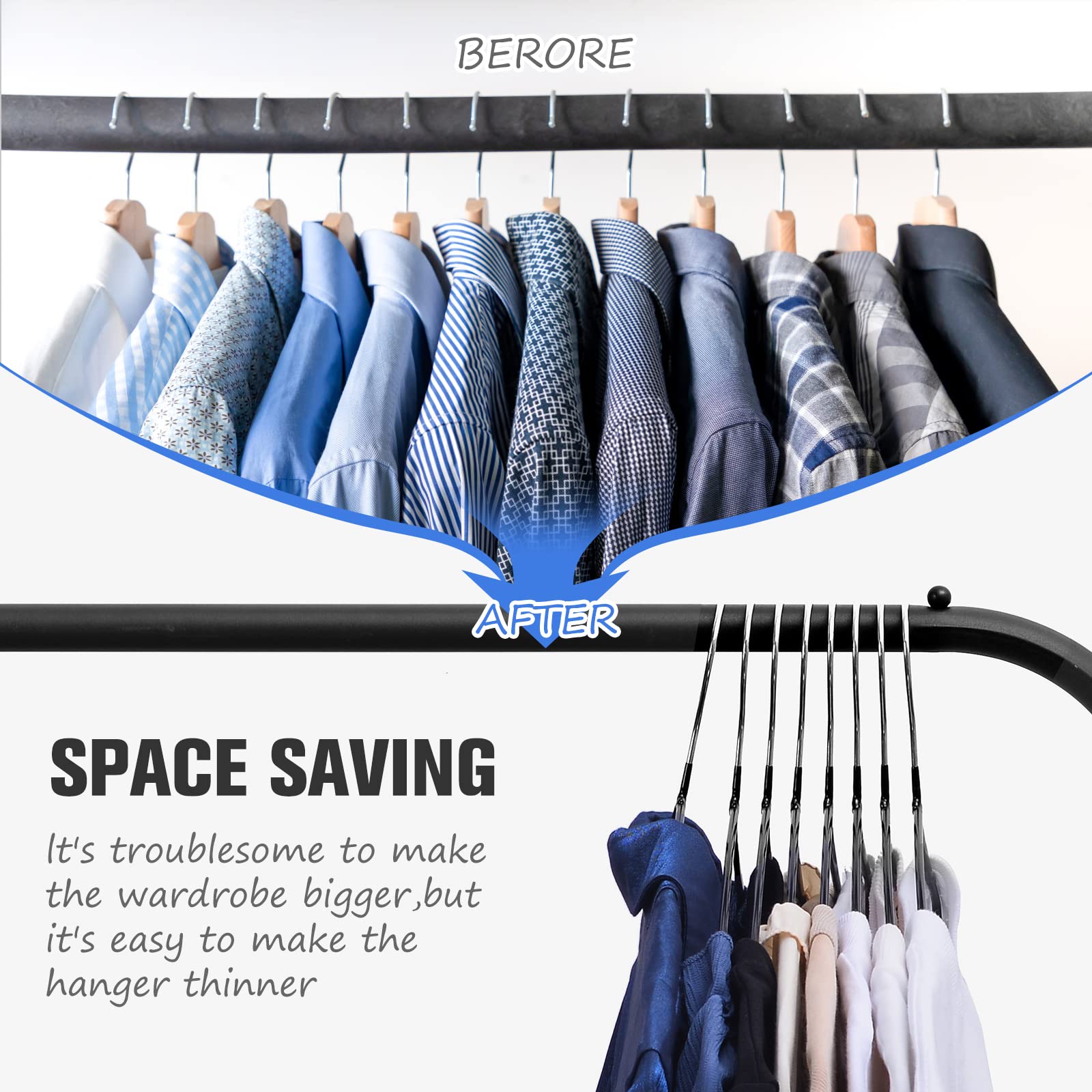 Rainberg 25 Pack Rubber Coated Metal Hangers - Heavy Duty, Space Saving, Anti-Slip | Black 5