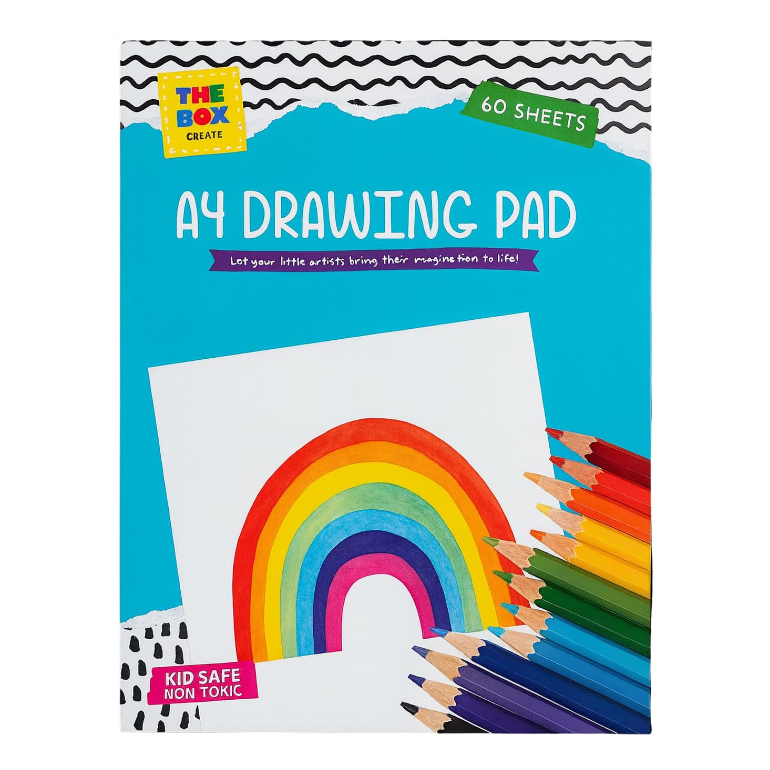 The Box A4 Drawing Pad - 60 Sheets Plain White Paper for Sketching & Doodling | Pencils & Crayons Compatible 1