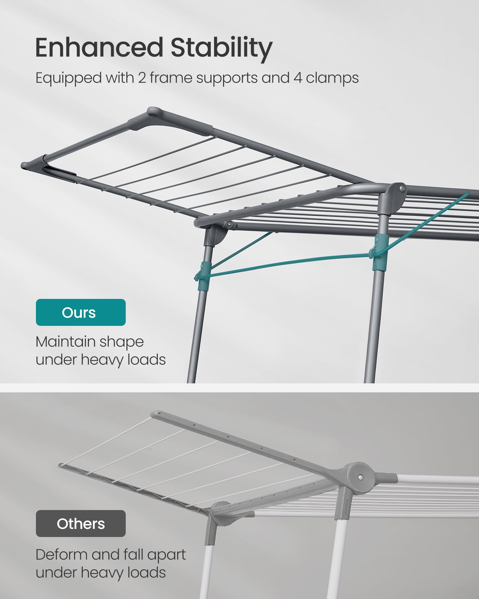 SONGMICS Clothes Drying Rack - 18m Drying Space | 18kg Capacity | Foldable Metal Airer 5