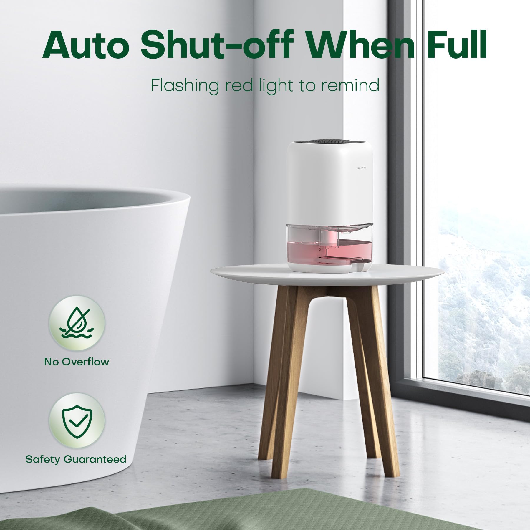 CONOPU 1000ml Dehumidifier for Home - Peltier Technology, Auto Off, Coloured LED | 450ml/Day 7
