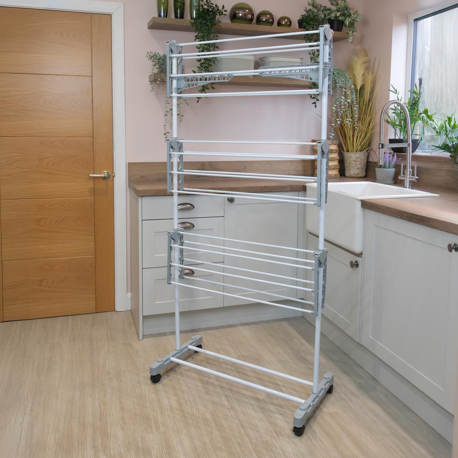 JVL 3 Tier Drying Rack - 21 Metres Drying Space | Foldable & Lightweight | White 8