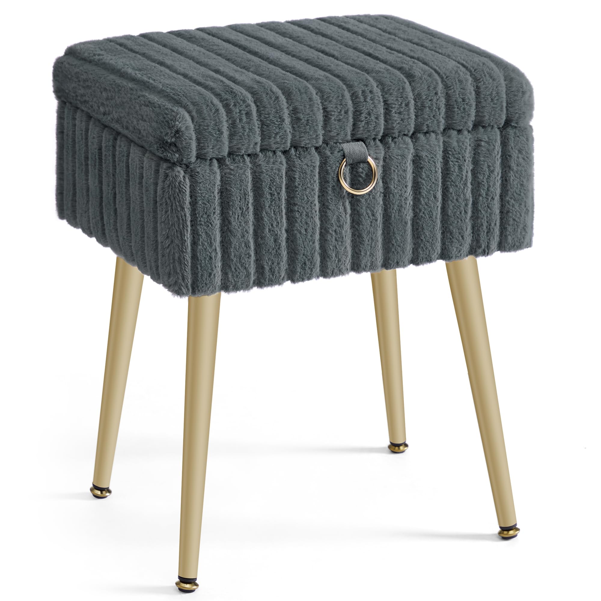 SONGMICS Storage Ottoman Bench - Slate Grey Vanity Stool with Hidden Compartment | 30x40x50 cm 1