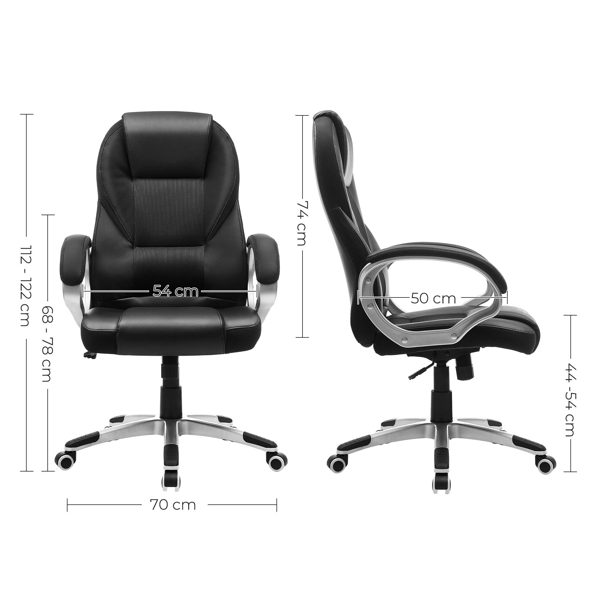 SONGMICS Ergonomic Executive Desk Chair - Adjustable Height, High Back, Black PU | Supports up to 150 kg 3