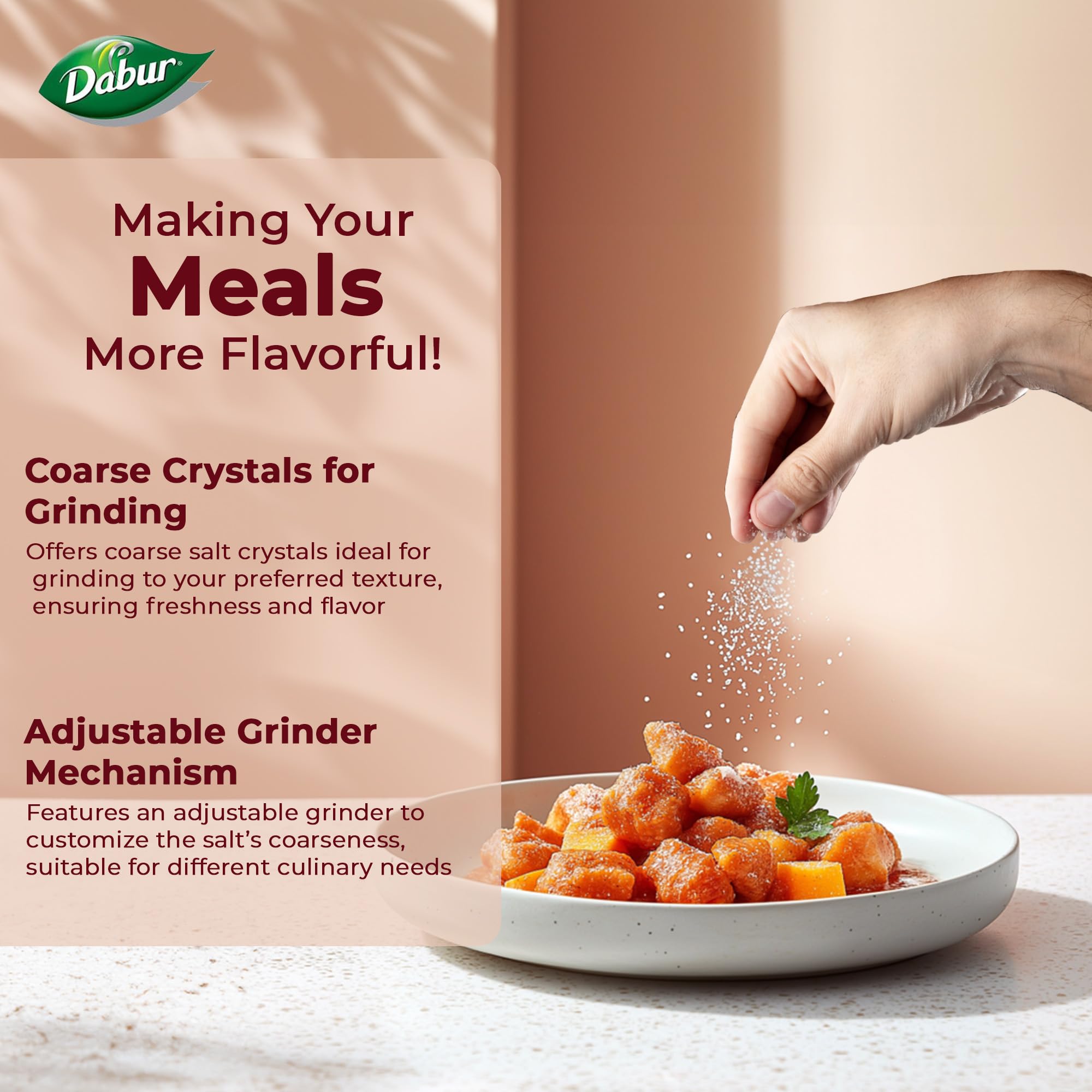 Dabur Himalayan Pink Crystal Salt Glass Grinder - 125g 5