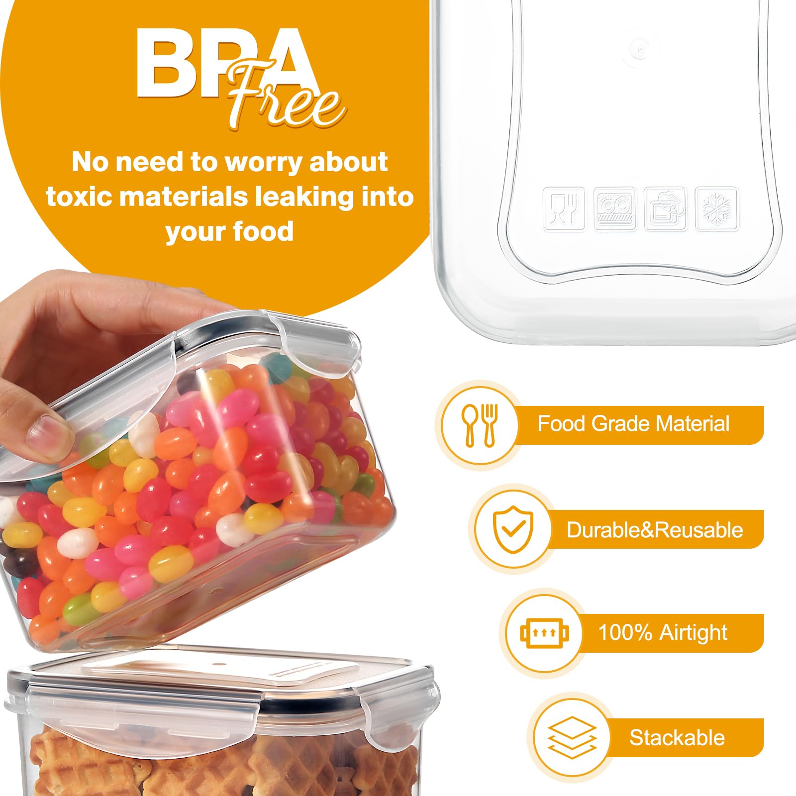 YASHE Airtight Food Storage Containers Set of 16, Plastic, BPA Free, Stackable for Kitchen & Pantry Organization