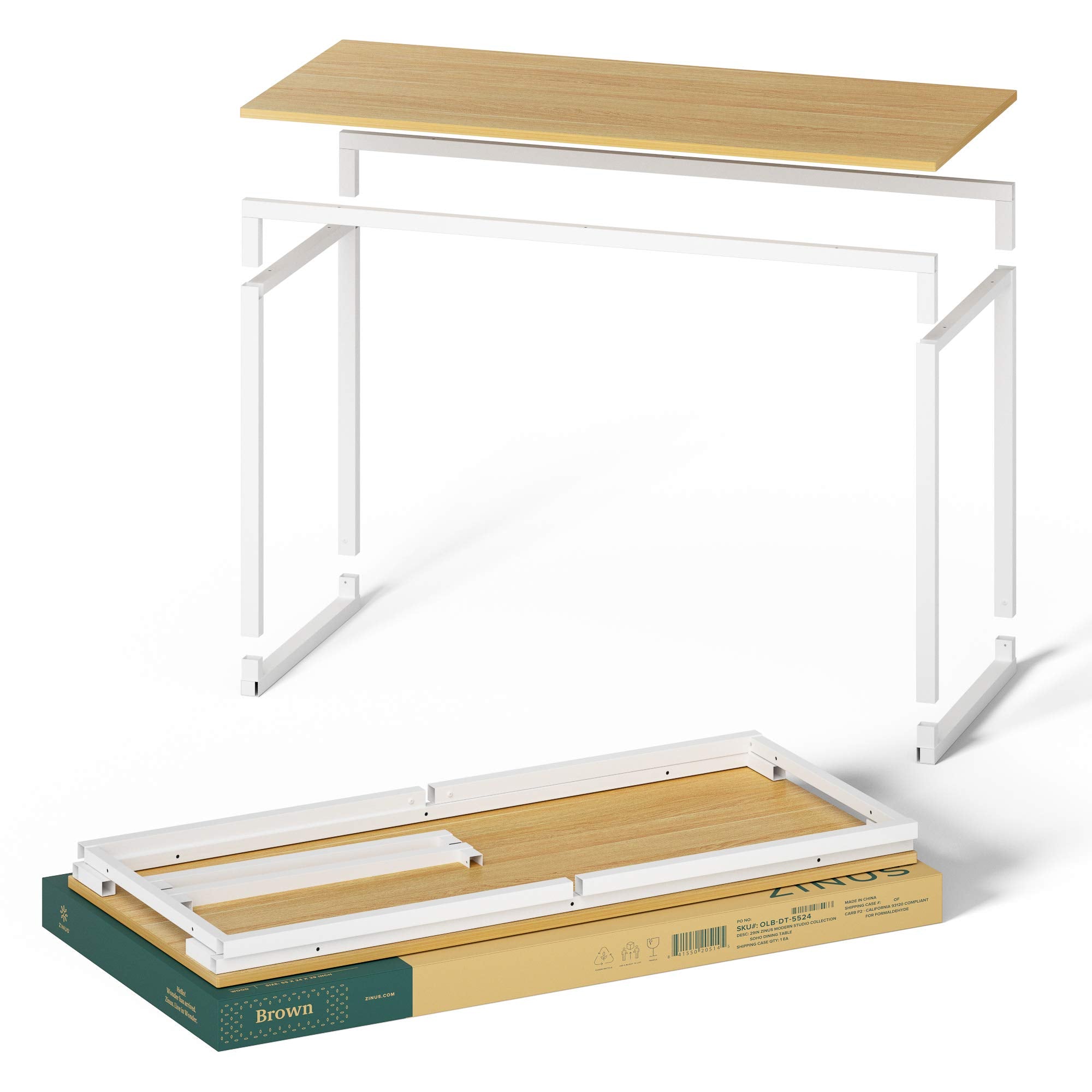 Zinus Jennifer Home Office Desk - Metal Frame, Wood Top | 140 x 61 x 74 cm | Natural Finish 6