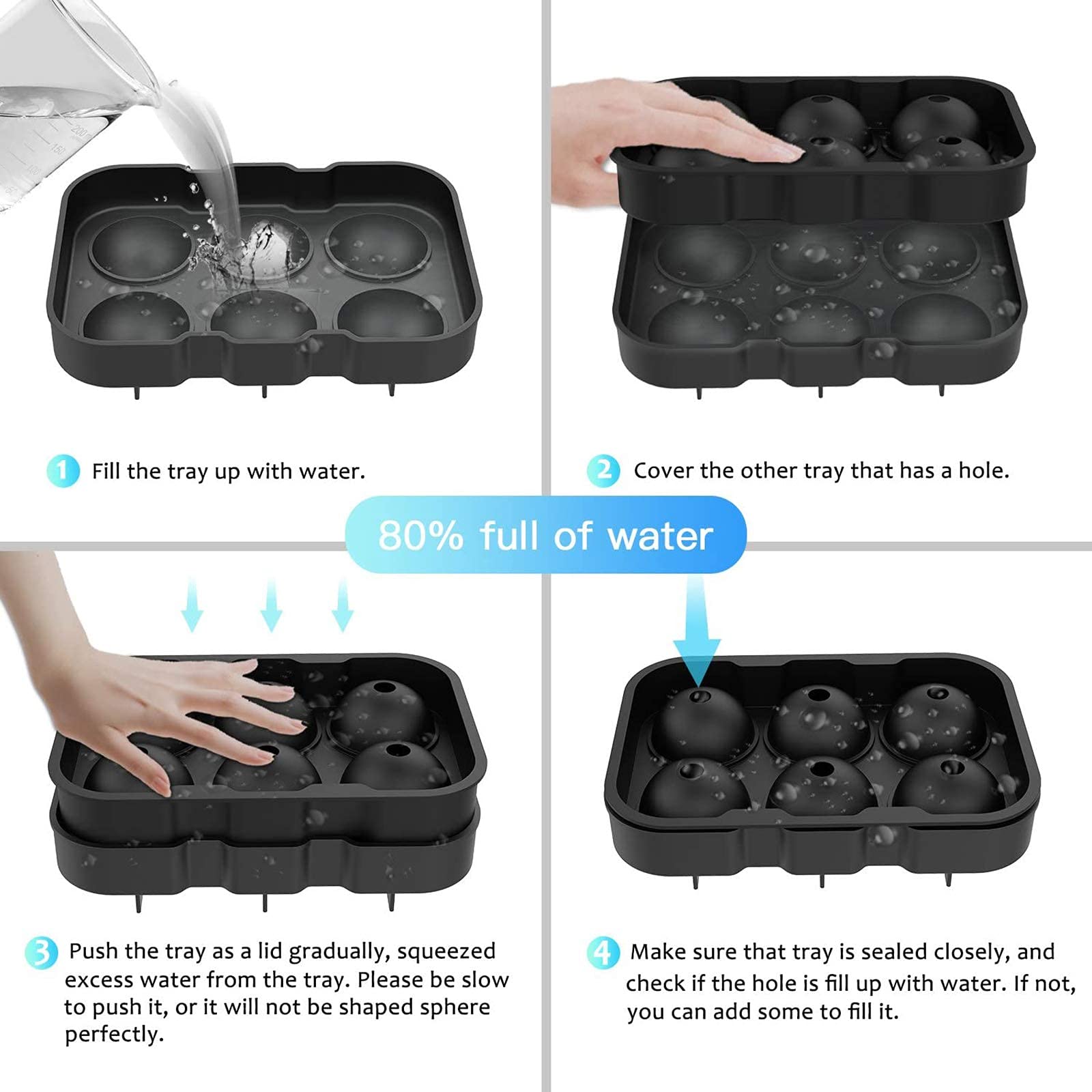 LUCKEA 2 Pcs Silicone Ice Cube Moulds & Trays - Large Slow-Melting Cubes for Cocktails & Whiskey | BPA Free 3