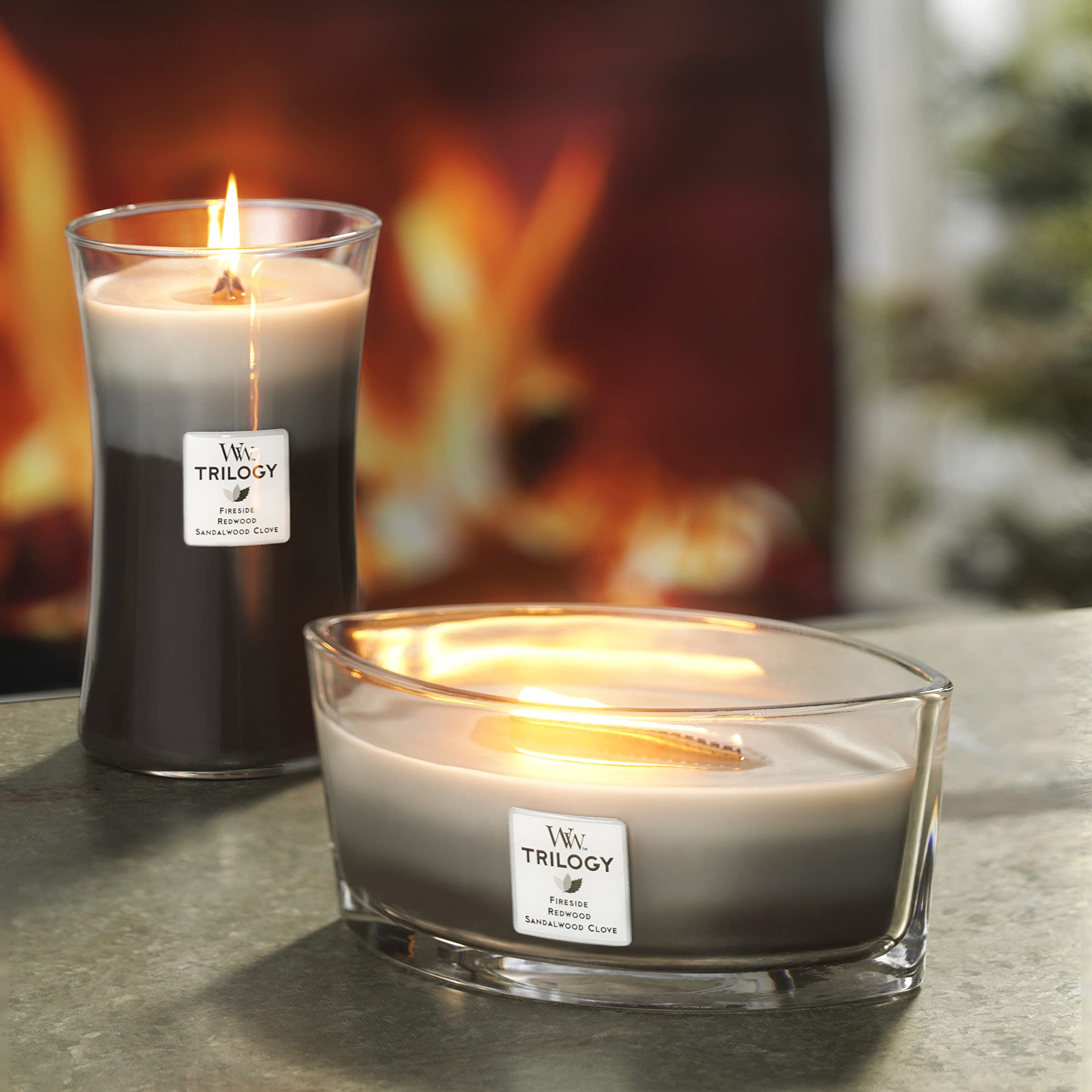 WoodWick Ellipse Trilogy Scented Candle Set - Warm Woods | Crackling Wooden Wick | Up to 50 Hours Burn Time 4