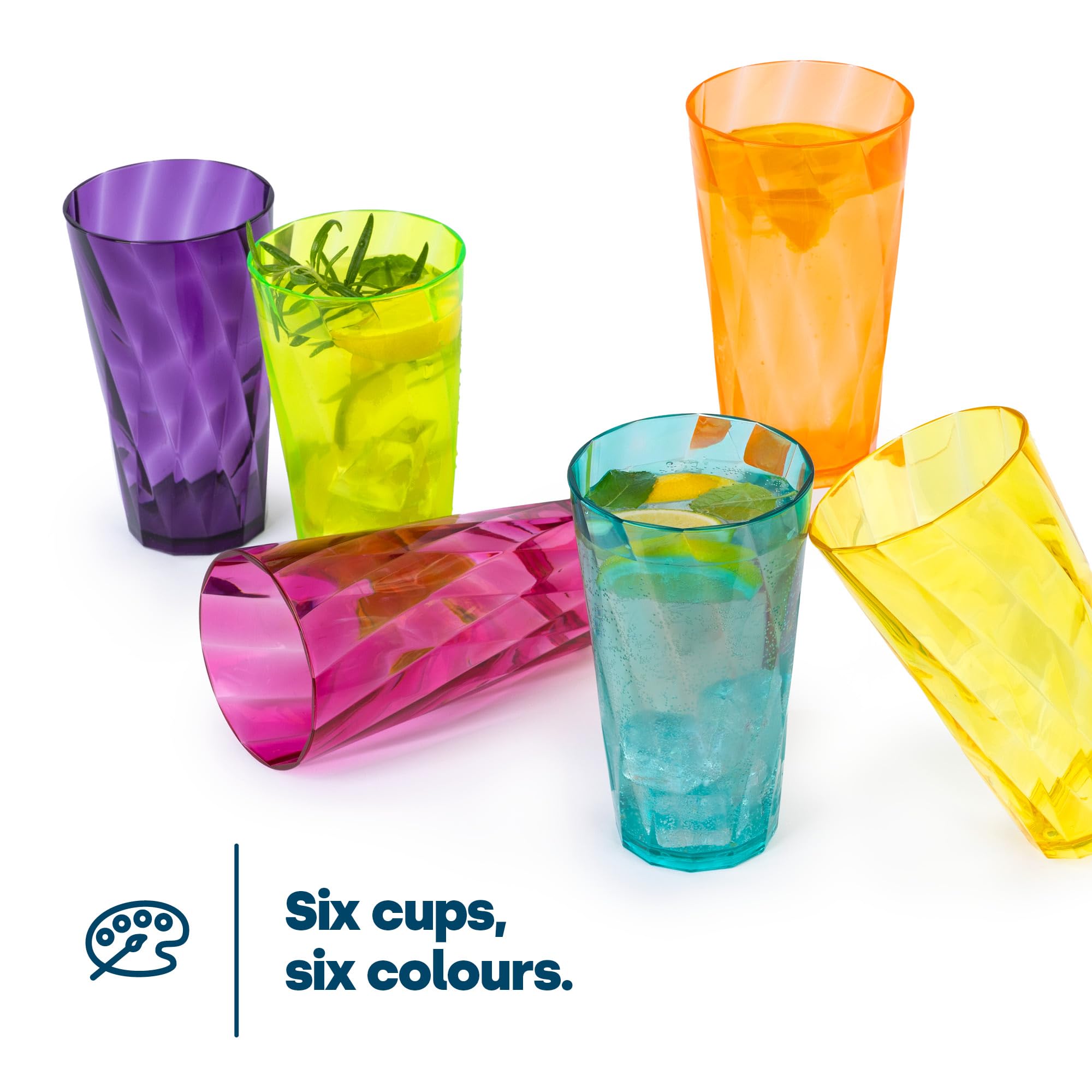 LIVIVO Set of 6 Acrylic Tumblers - 600ml Capacity | Rainbow Gradient Design | Dishwasher Safe 3