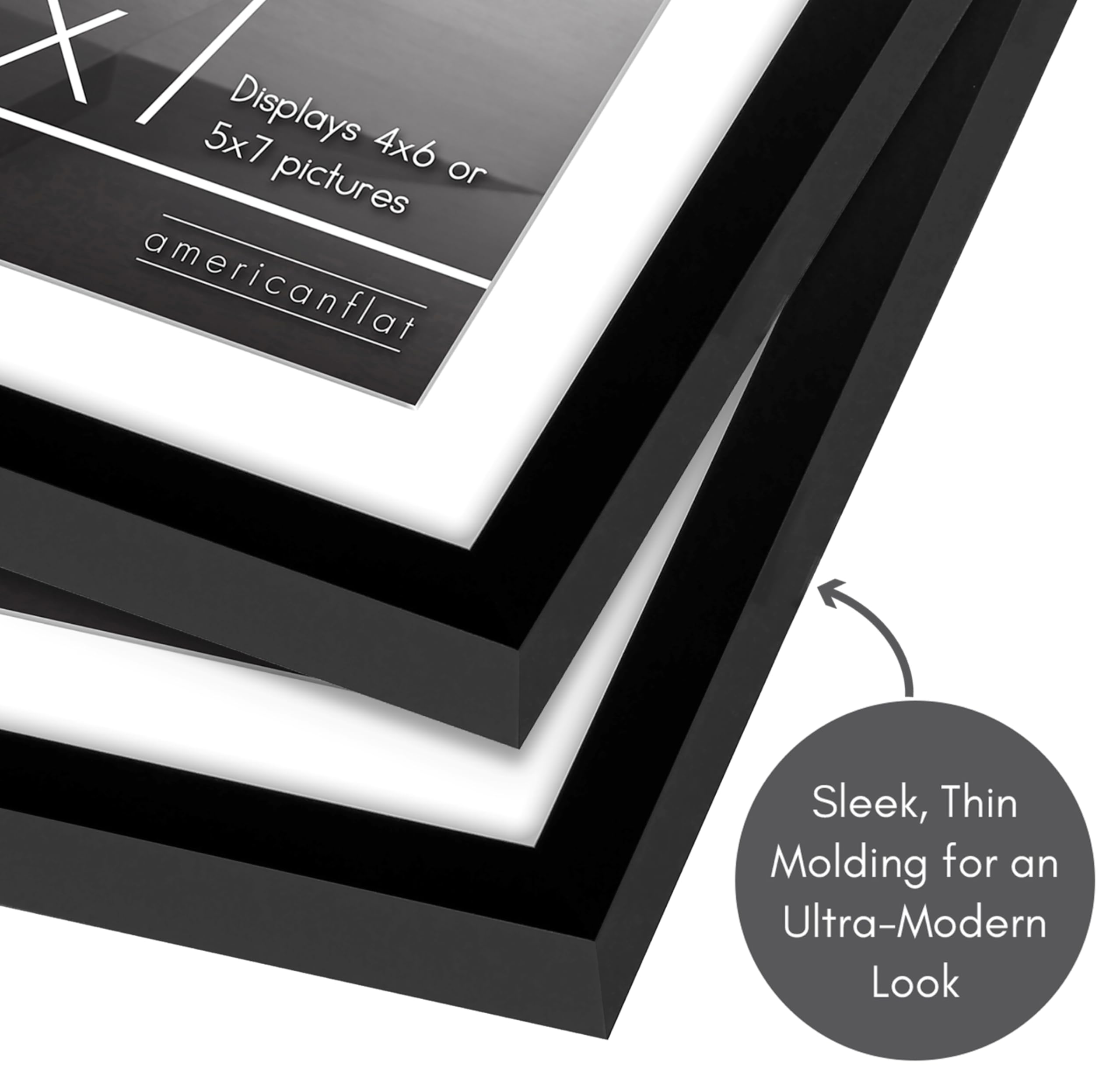Americanflat Set of 2 Black 5x7 Photo Frames - Thin Border Wall & Tabletop Display 3