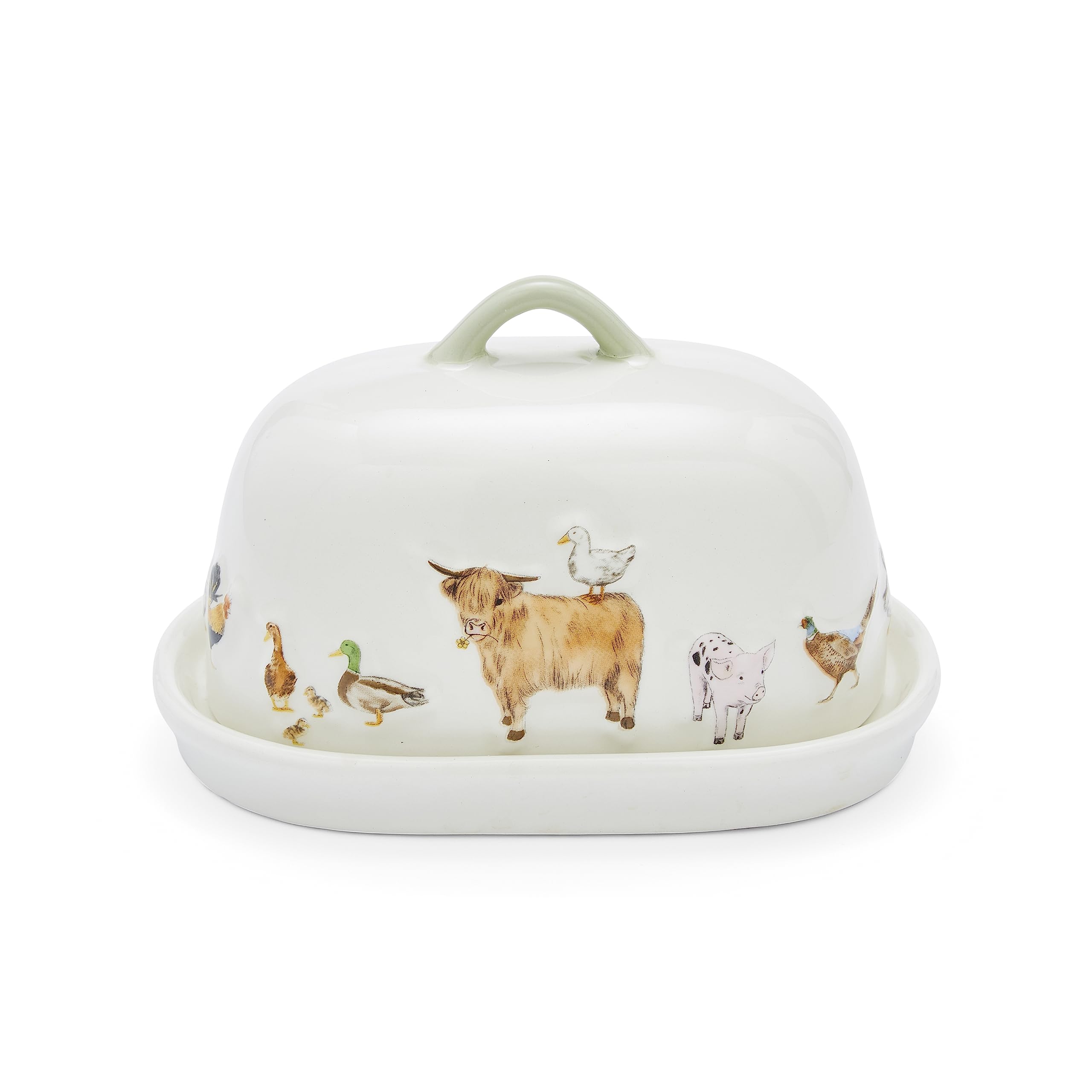 Cooksmart Ceramic Butter Dish with Lid | British Designed | Oval Shape | White