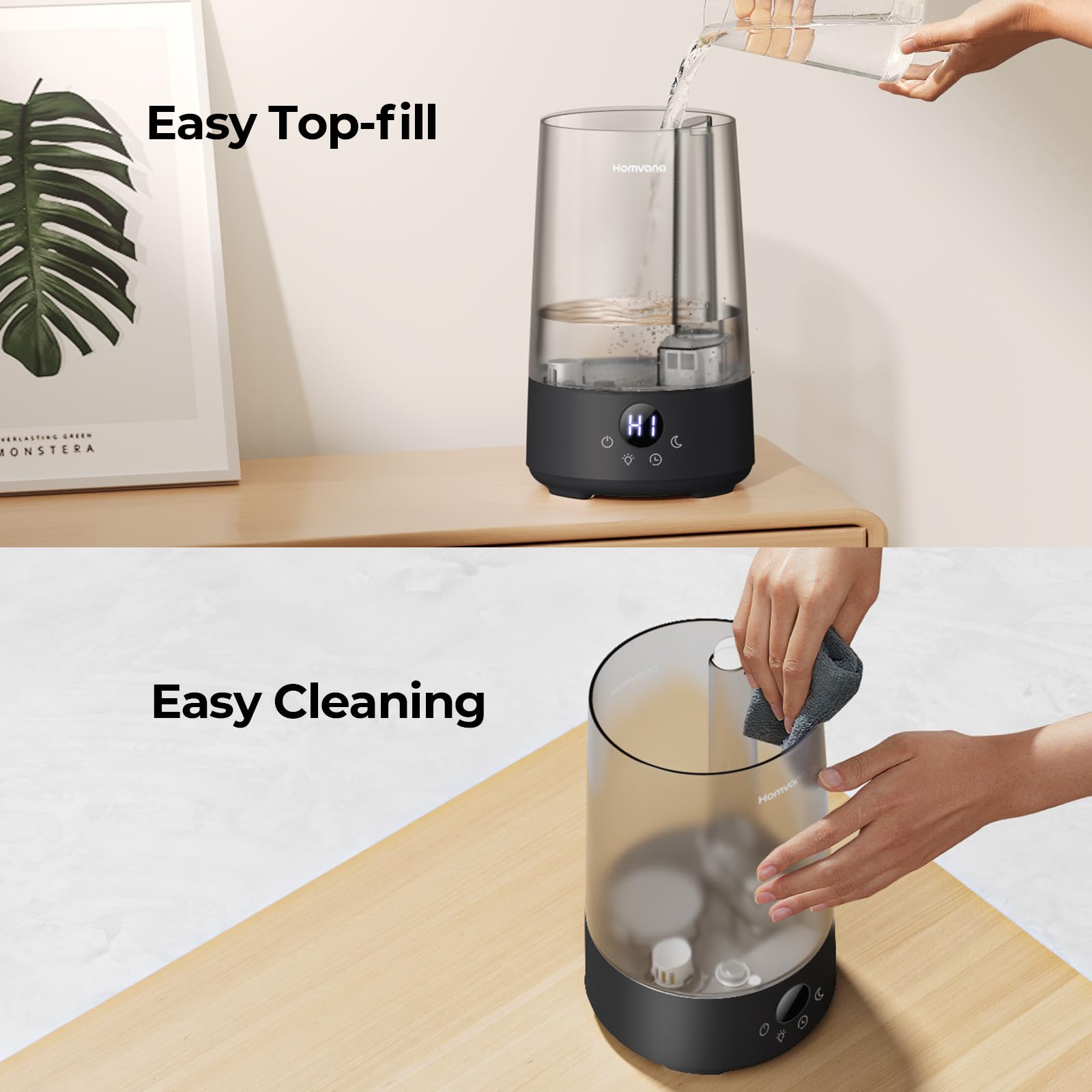 Homvana H101 3.6L Cool Mist Humidifier for Bedroom | 34 Hr Runtime | SilentSpray <16dB 5