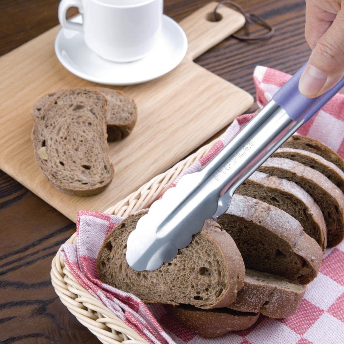 Hygiplas HC852 Colour Coded Serving Tong - Purple | 300mm Stainless Steel | Vinyl Grip 5