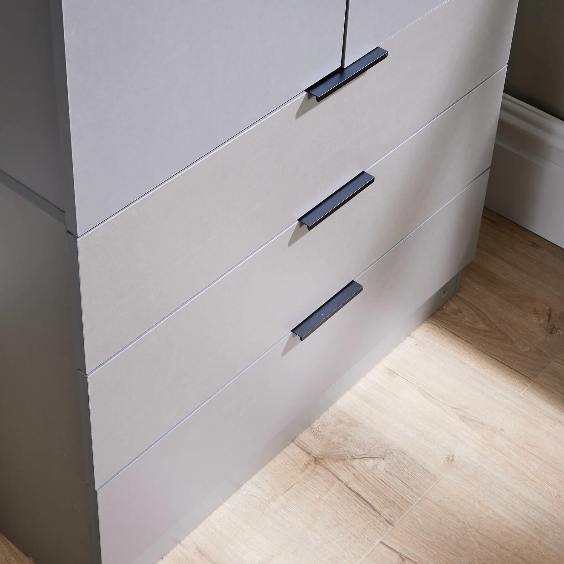 Home Source Phoenix Wardrobe - 2 Doors, 3 Drawers | Grey | 181cm H x 75cm W x 50cm D | Engineered Wood 6