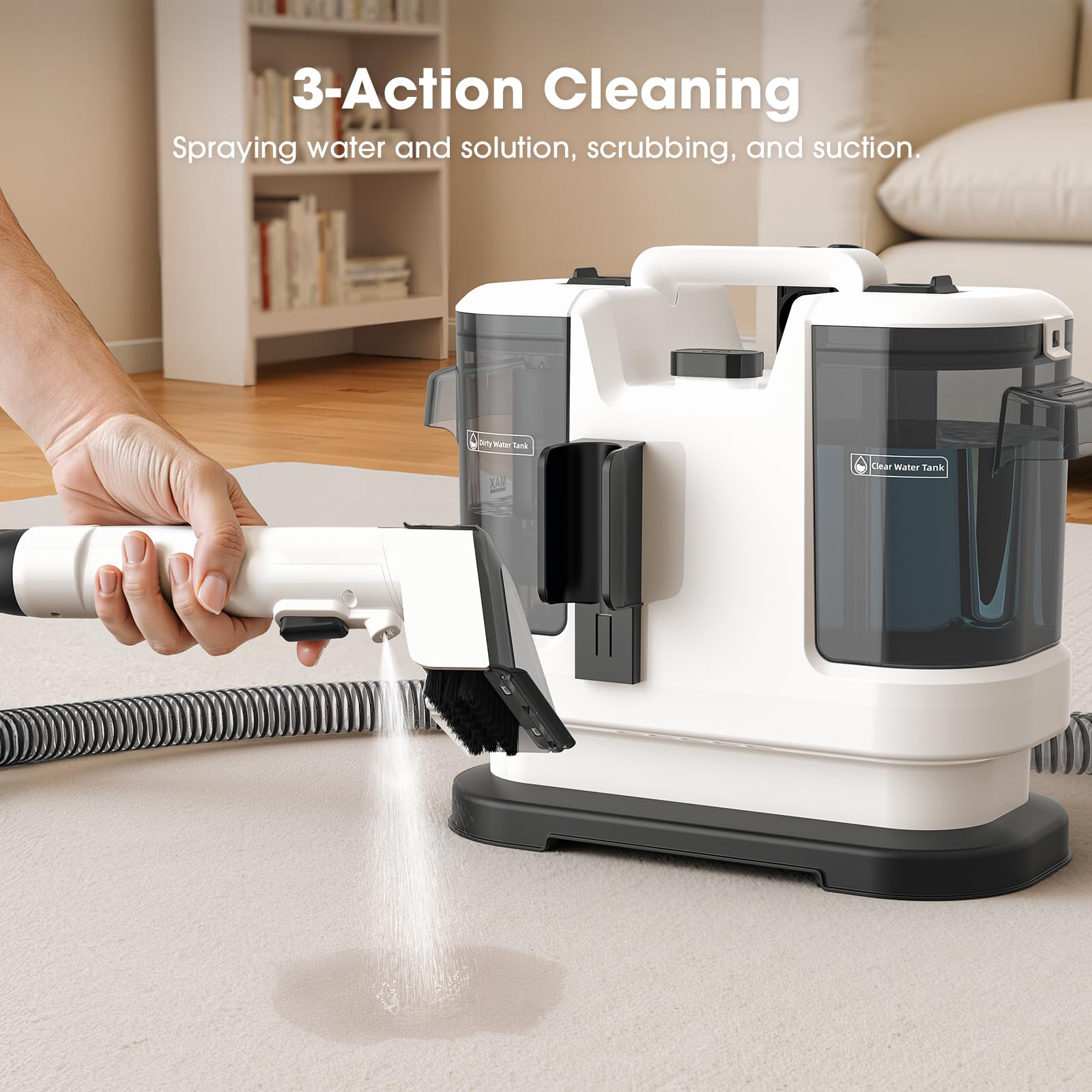 Lubluelu Portable Carpet Spot Upholstery Cleaner Machine - 3-in-1 System | 1.75L Clean Tank 3