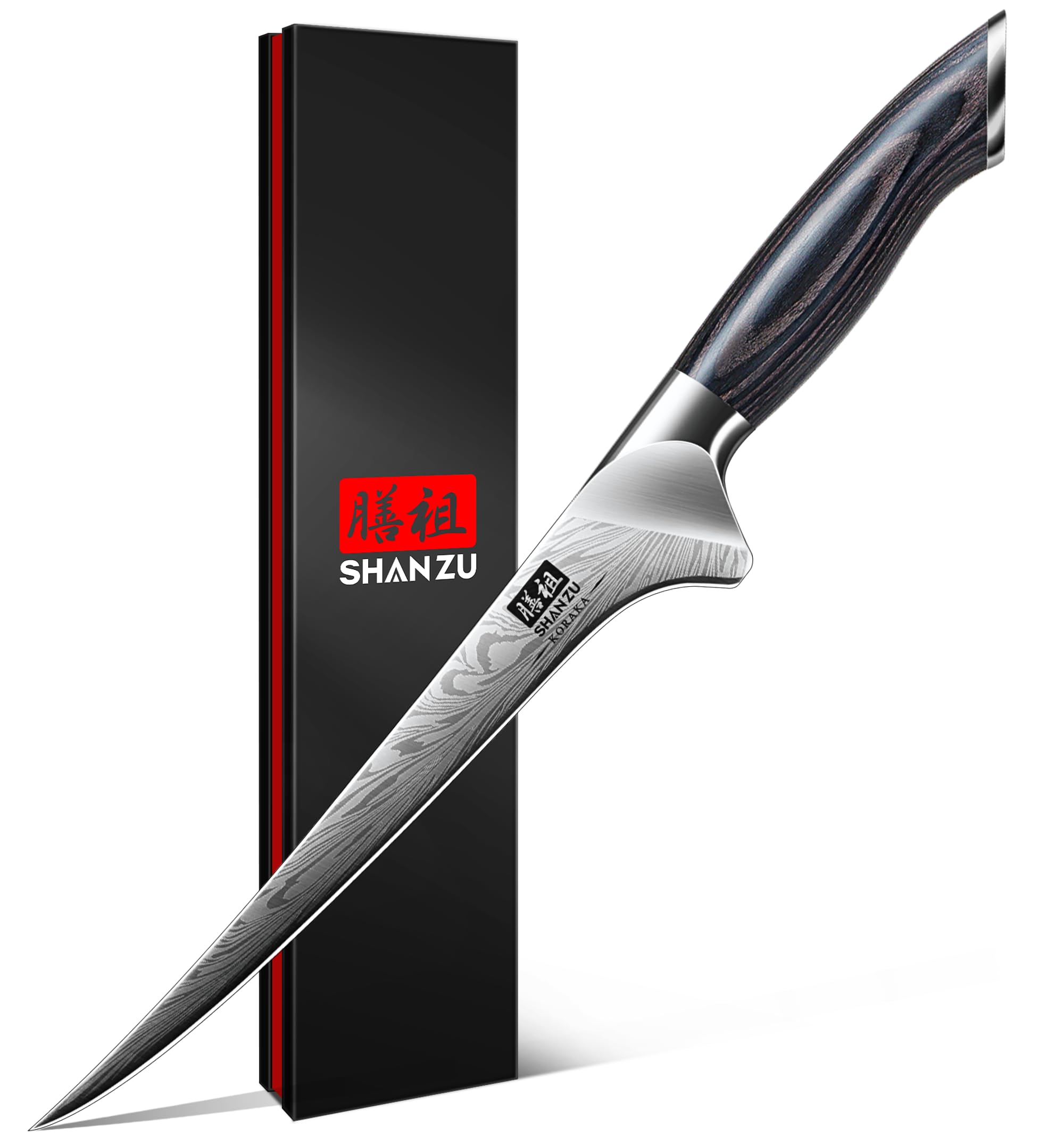 SHAN ZU Boning Knife - 18cm Powder Steel Blade | 63HRC Hardness | Pakkawood Handle 1
