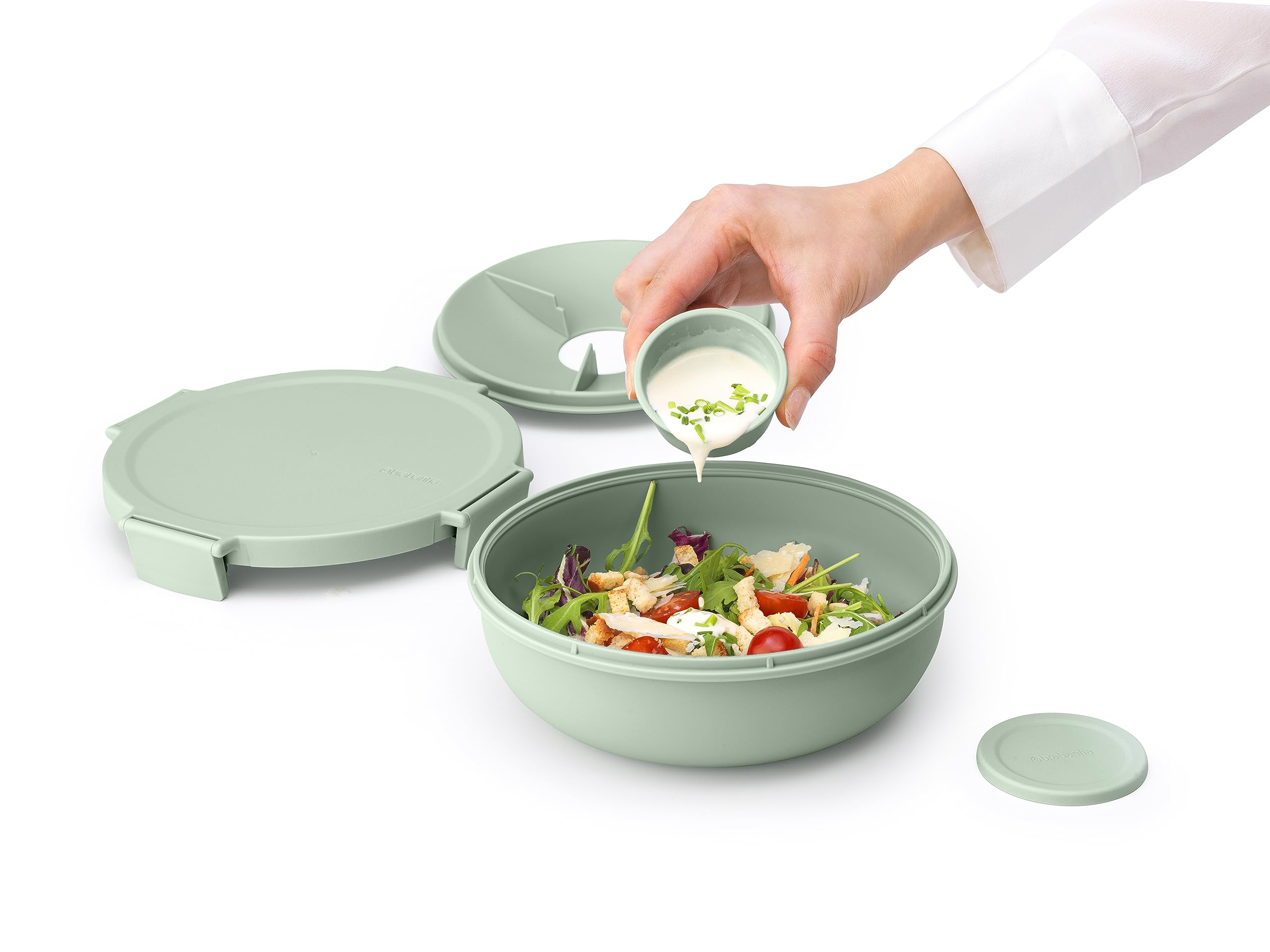 Brabantia Make & Take Salad Bowl - 1.3L Capacity | Leakproof | Jade Green 5