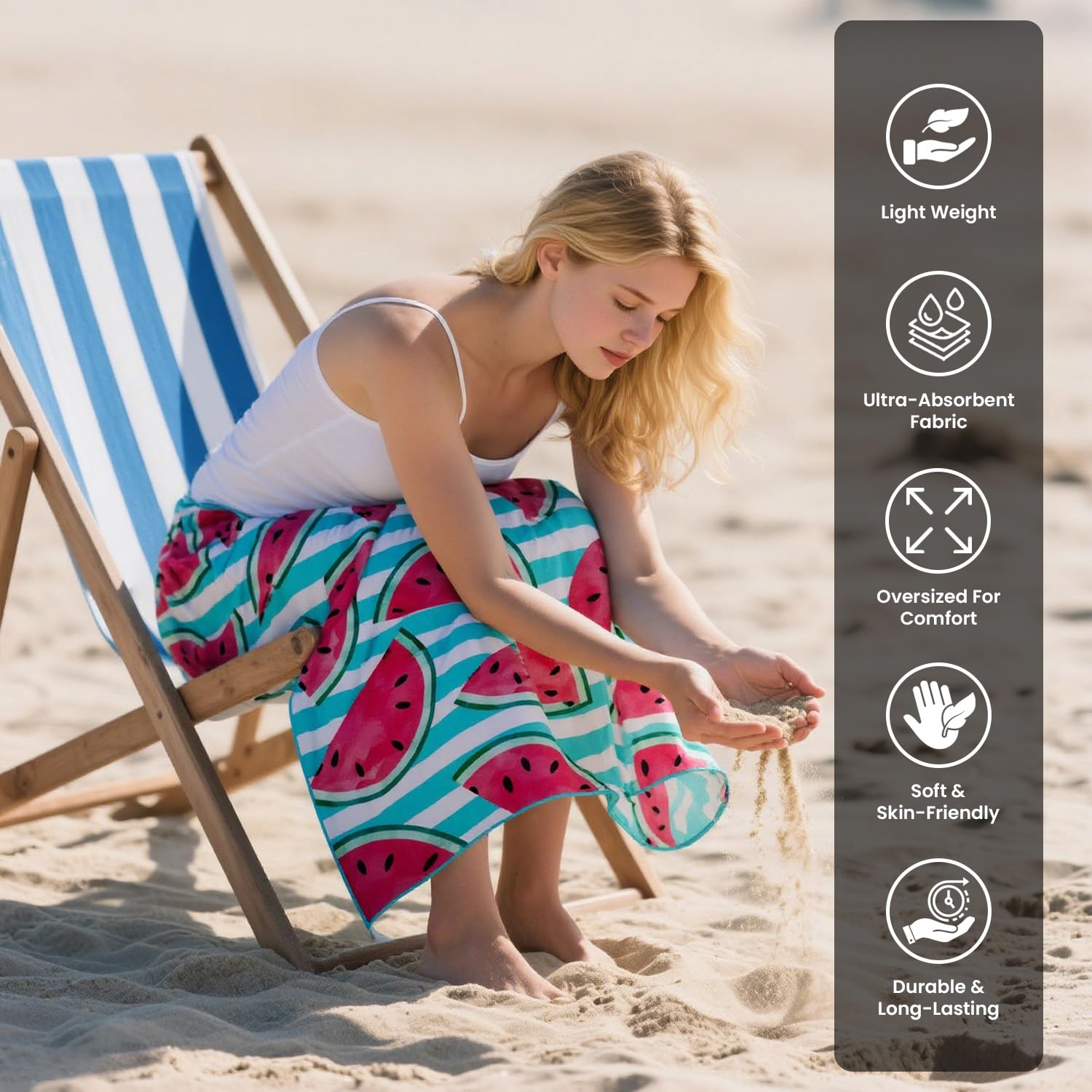 GC GAVENO CAVAILIA Extra Large Microfibre Beach Towel - Quick Dry, Sand Free, Non-Slip | 180 x 100 cm (1 Piece) 2