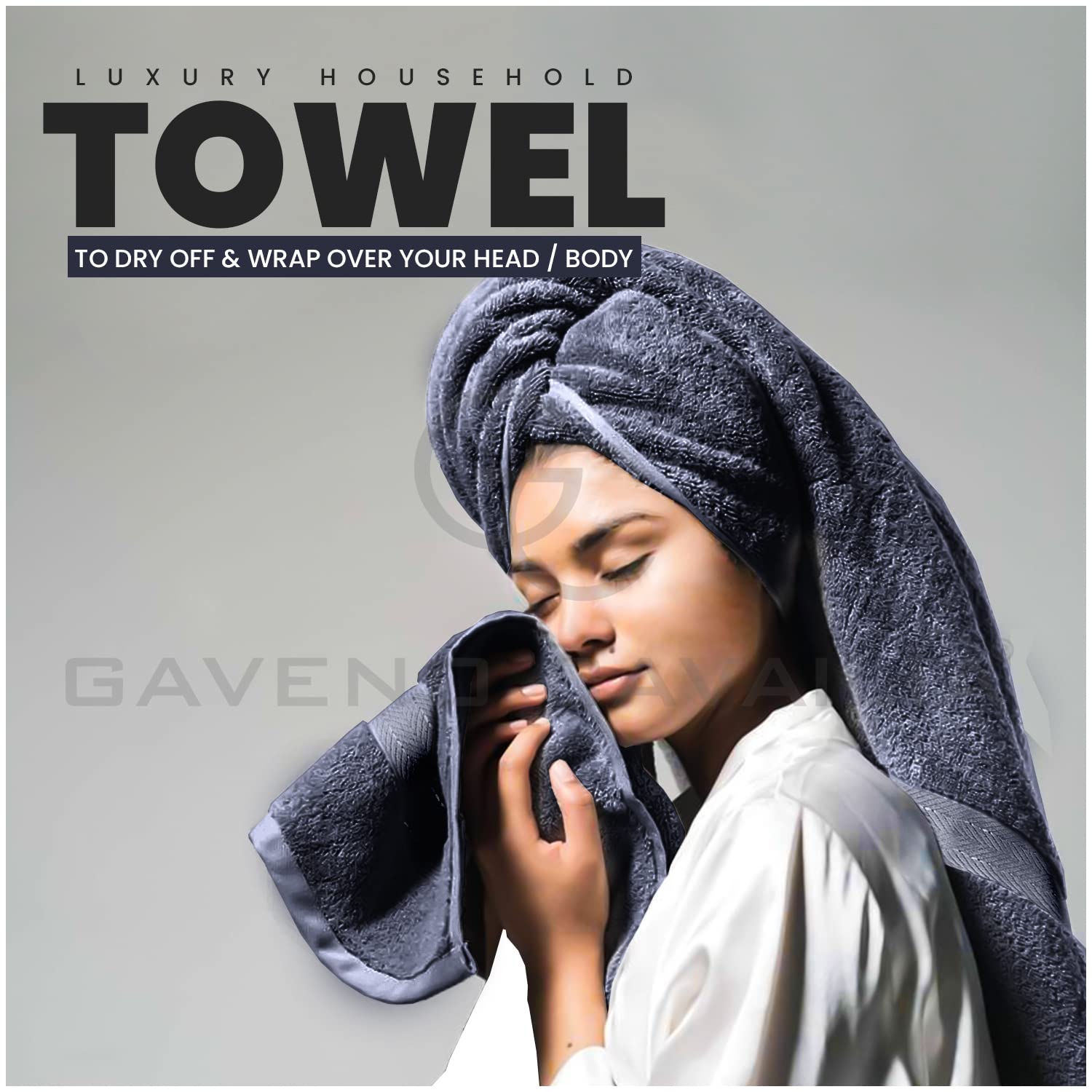 GC GAVENO CAVAILIA 10 Piece Towel Set - 100% Egyptian Cotton, Navy-blue, Super Absorbent 7