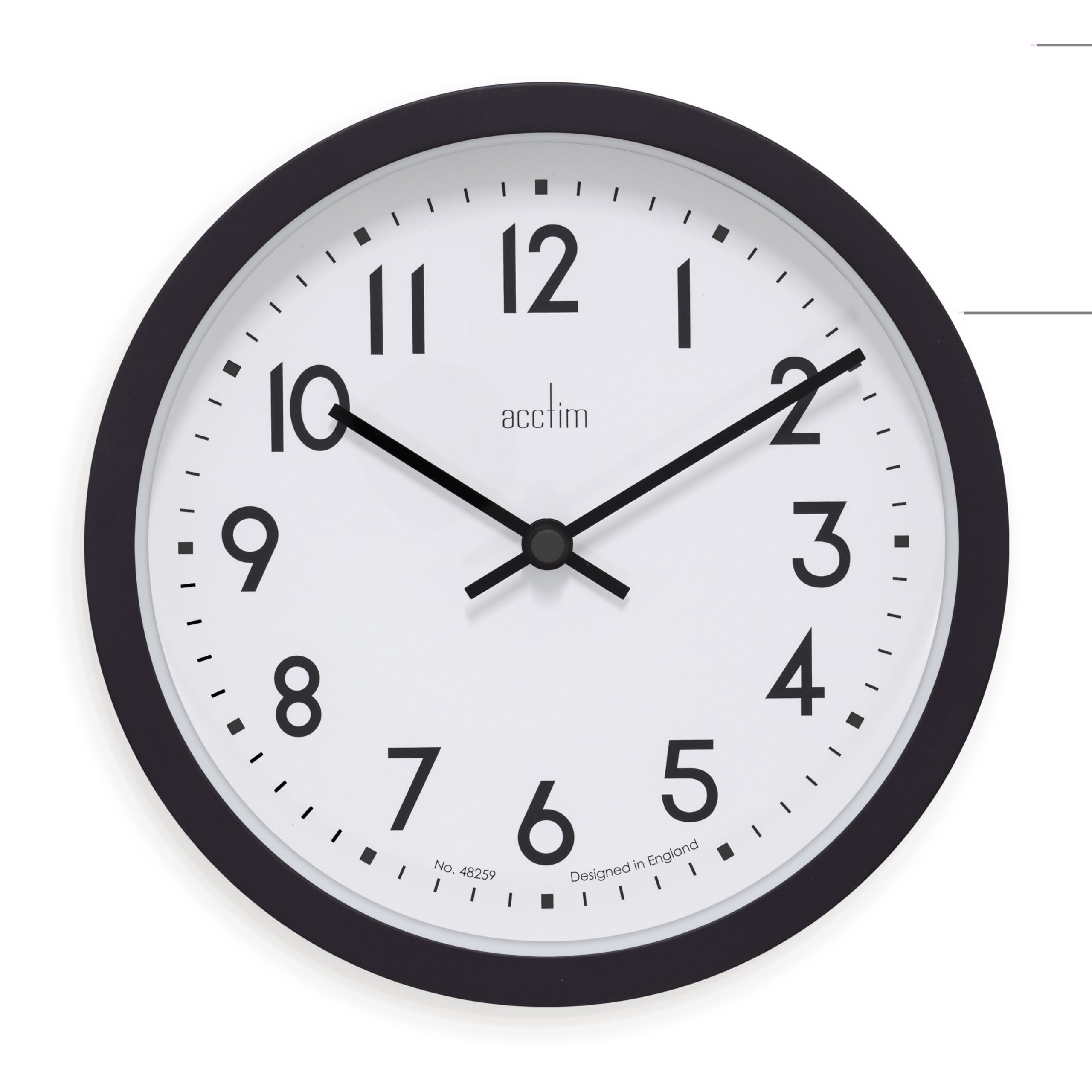 Acctim Elstow 22843 Wall Clock - 20cm Diameter | Retro Style | Soot Black Plastic