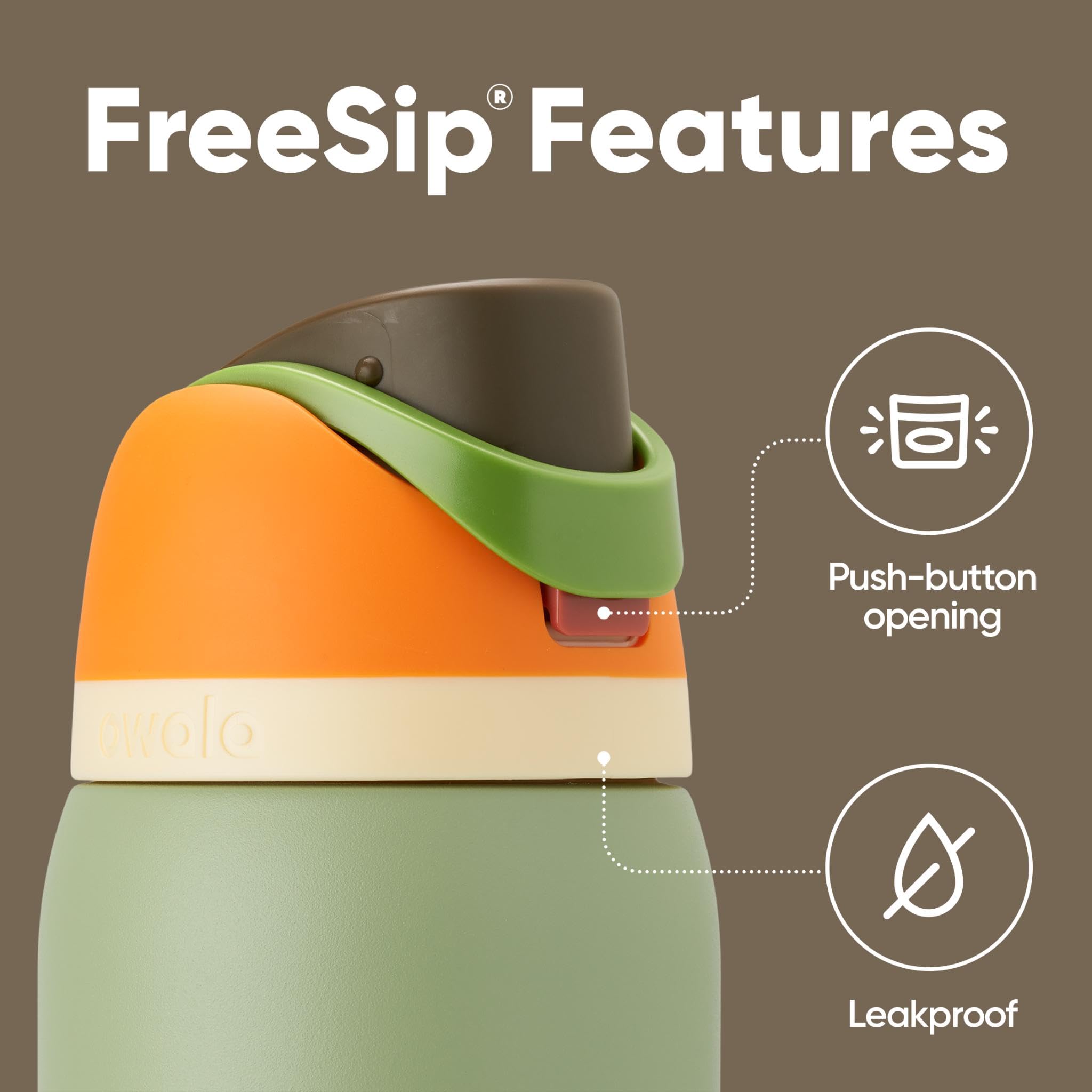 Owala FreeSip Insulated Stainless Steel Drink Flask | 945ml | Camo Cool 3