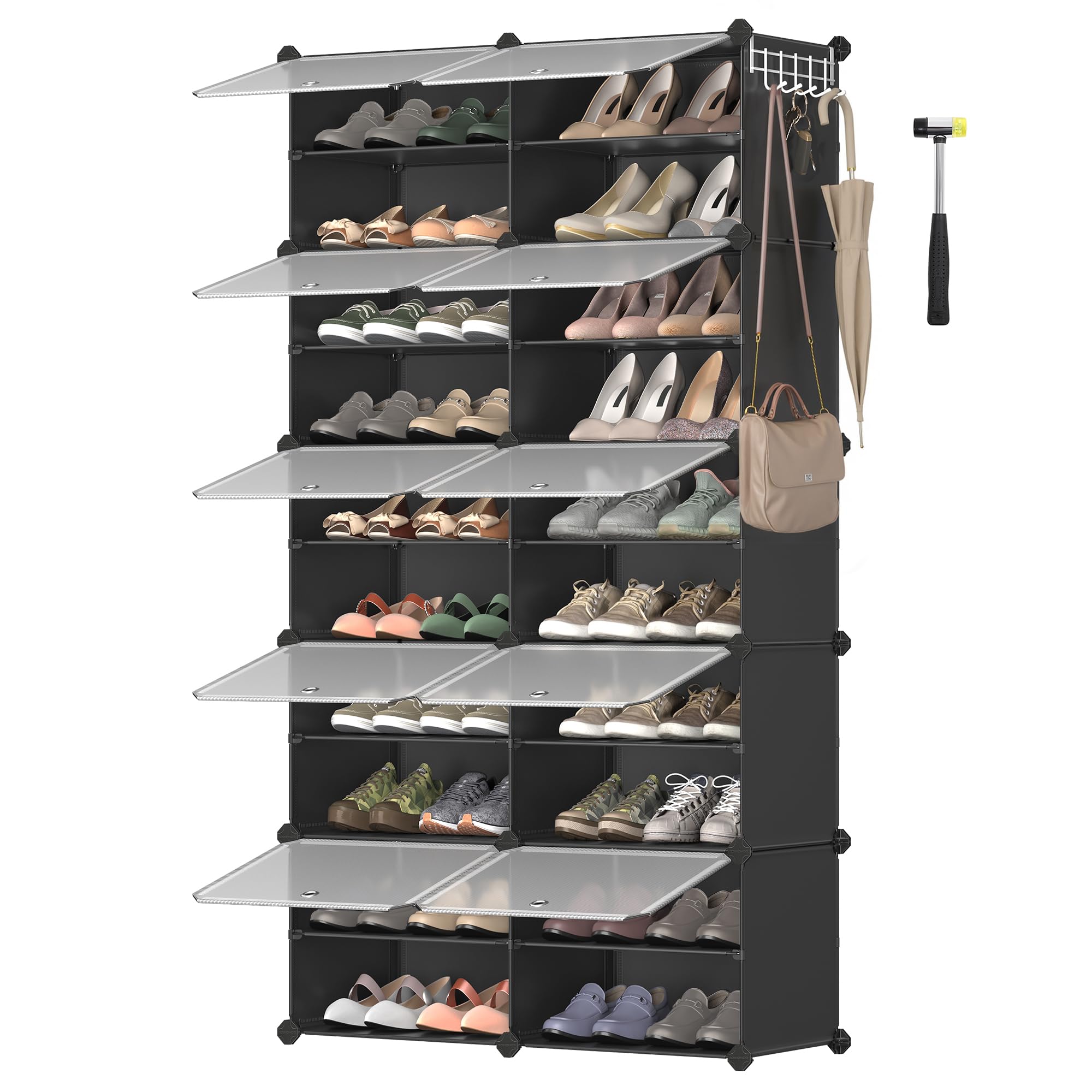SONGMICS Modular Shoe Rack - 10 Slots Storage Unit | Steel Frame | Black | 30x40x30 cm per Slot 1