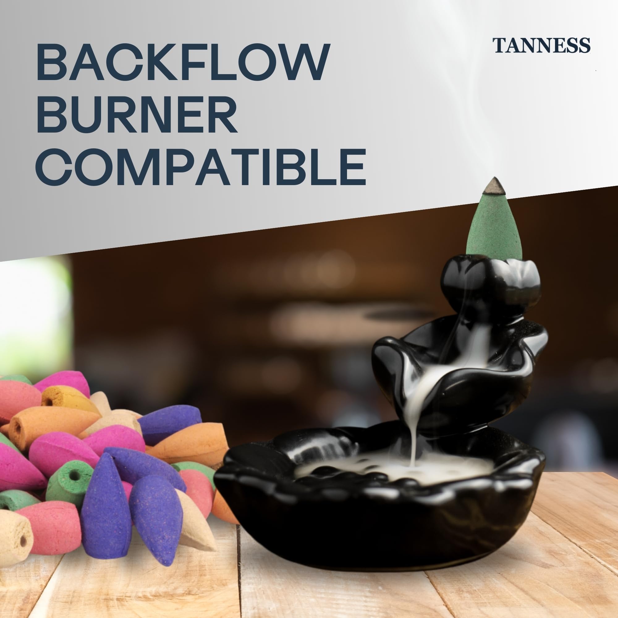 TANNESS 100 PCS Backflow Incense Cones - 10 Mixed Natural Scents | Relaxation & Air Purification 6