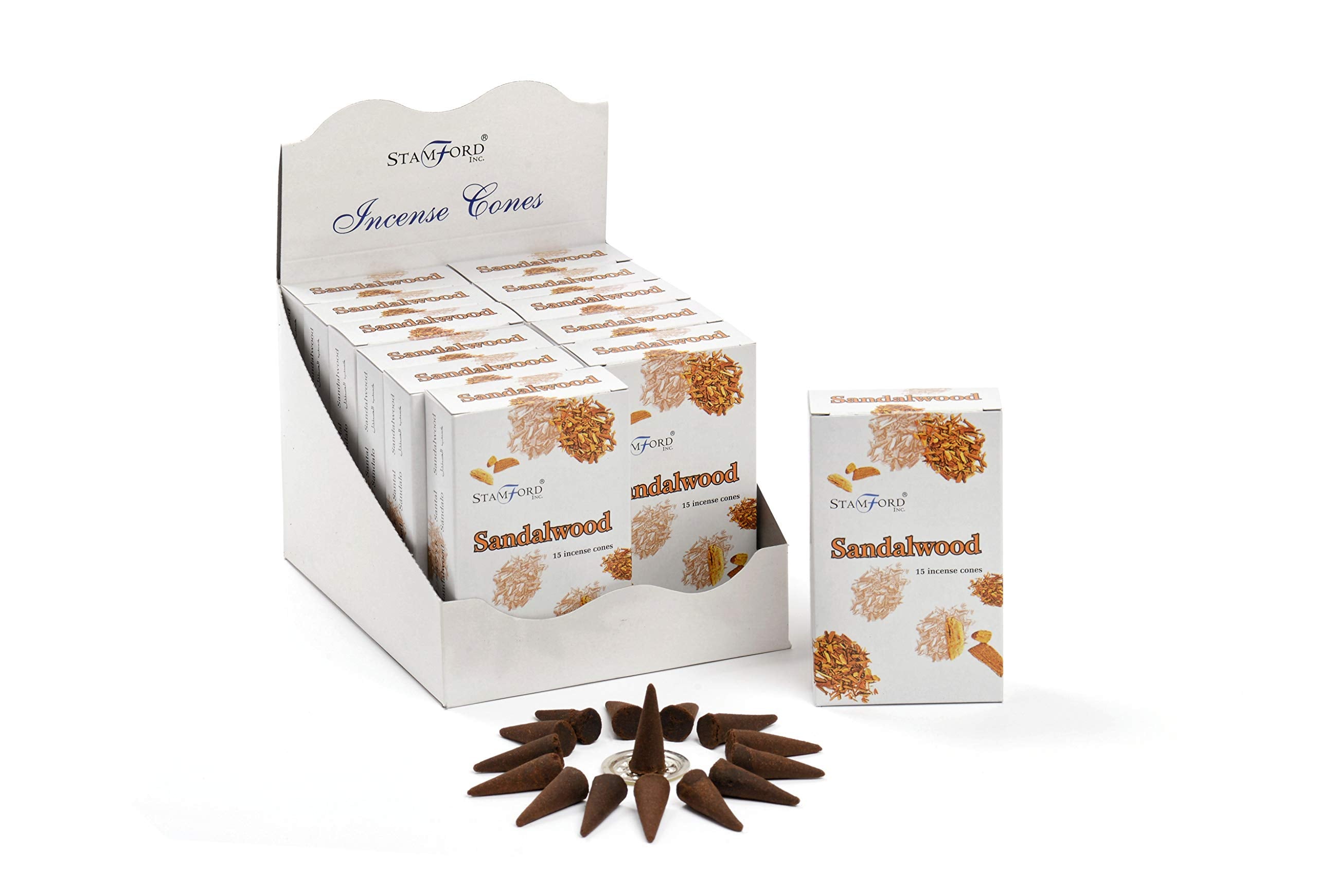 STAMFORD INC. Sandalwood Incense Cones - 180 Cones Total (12 Packs x 15) | Made in India 1