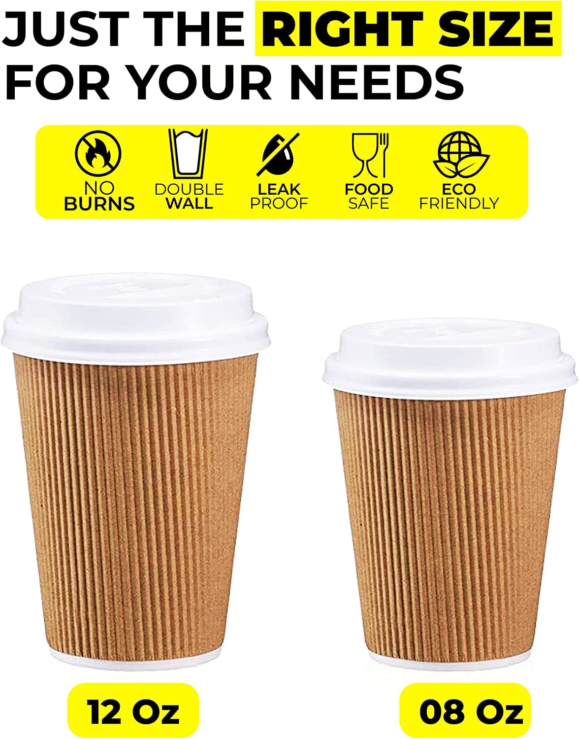 Zuvo Ripple Takeaway Paper Coffee Cups with Lids - Triple-Wall Insulation | 8 OZ | 30 Count 3