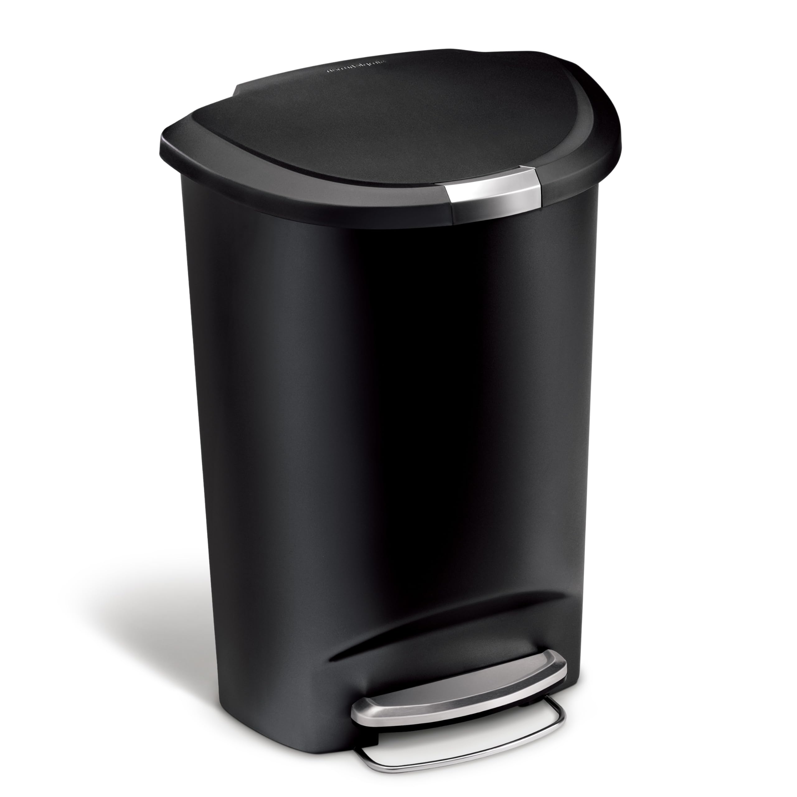 simplehuman CW1355 50L Semi-Round Kitchen Pedal Bin with Lid Lock, Black 1