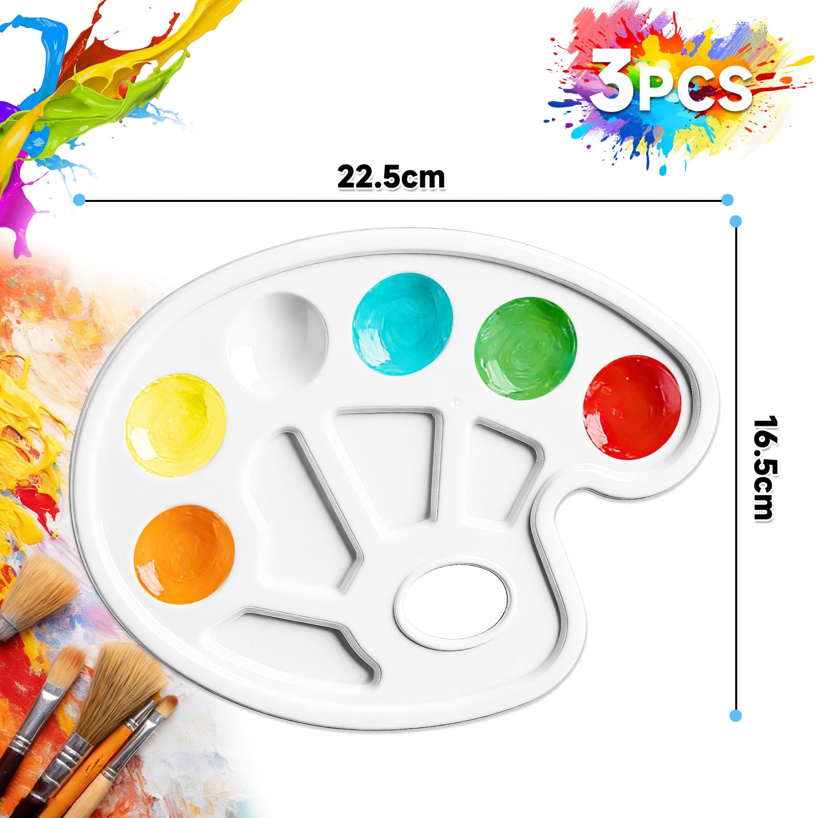 MOXYOY 2-Pack Plastic Paint Palette Tray with 10 Wells and Thumb Hole for Acrylic Oil Watercolor 2
