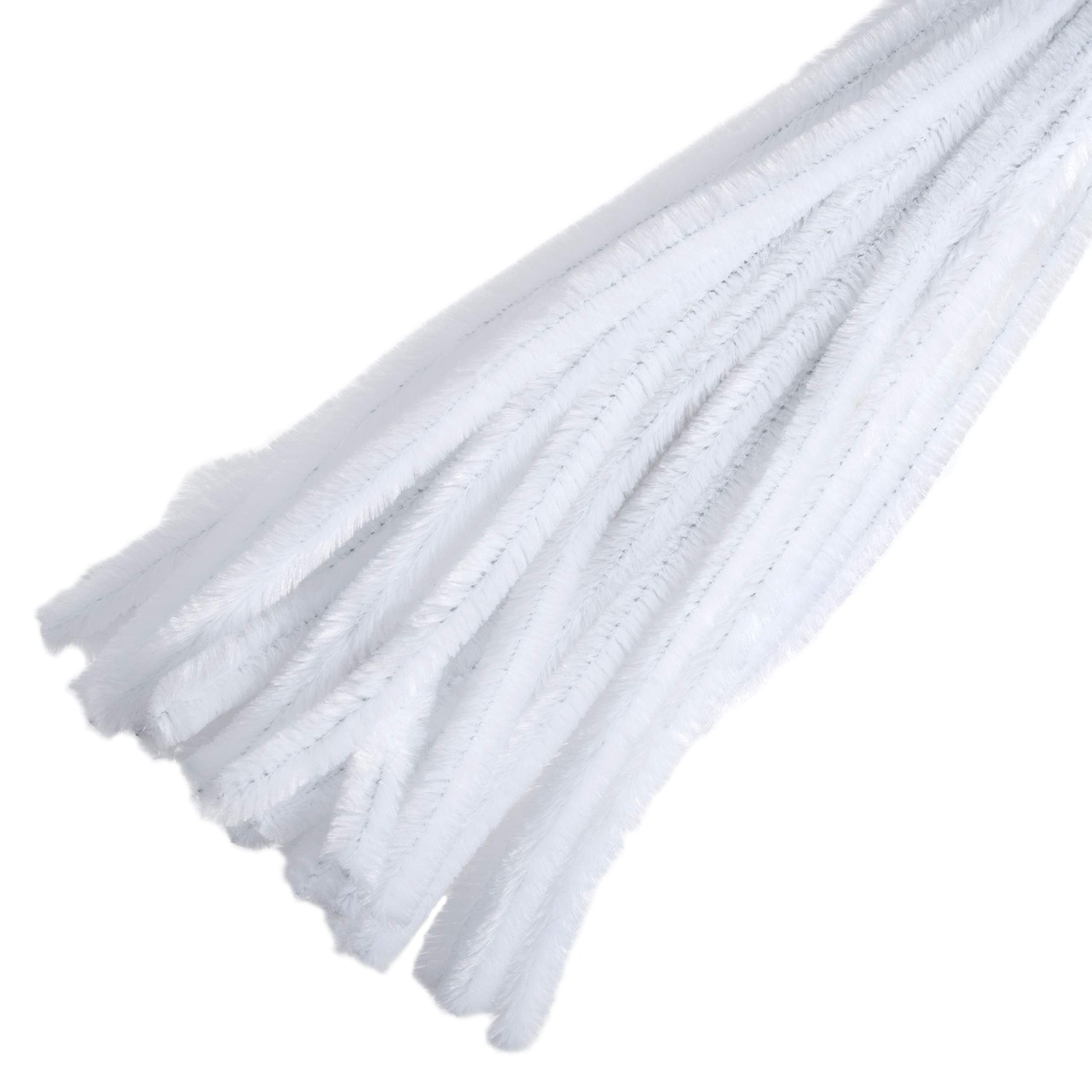 Trimits Craft Synthetic Chenille Stems Pipe Cleaners - White | 30cm x 12mm | 15 Pack 1