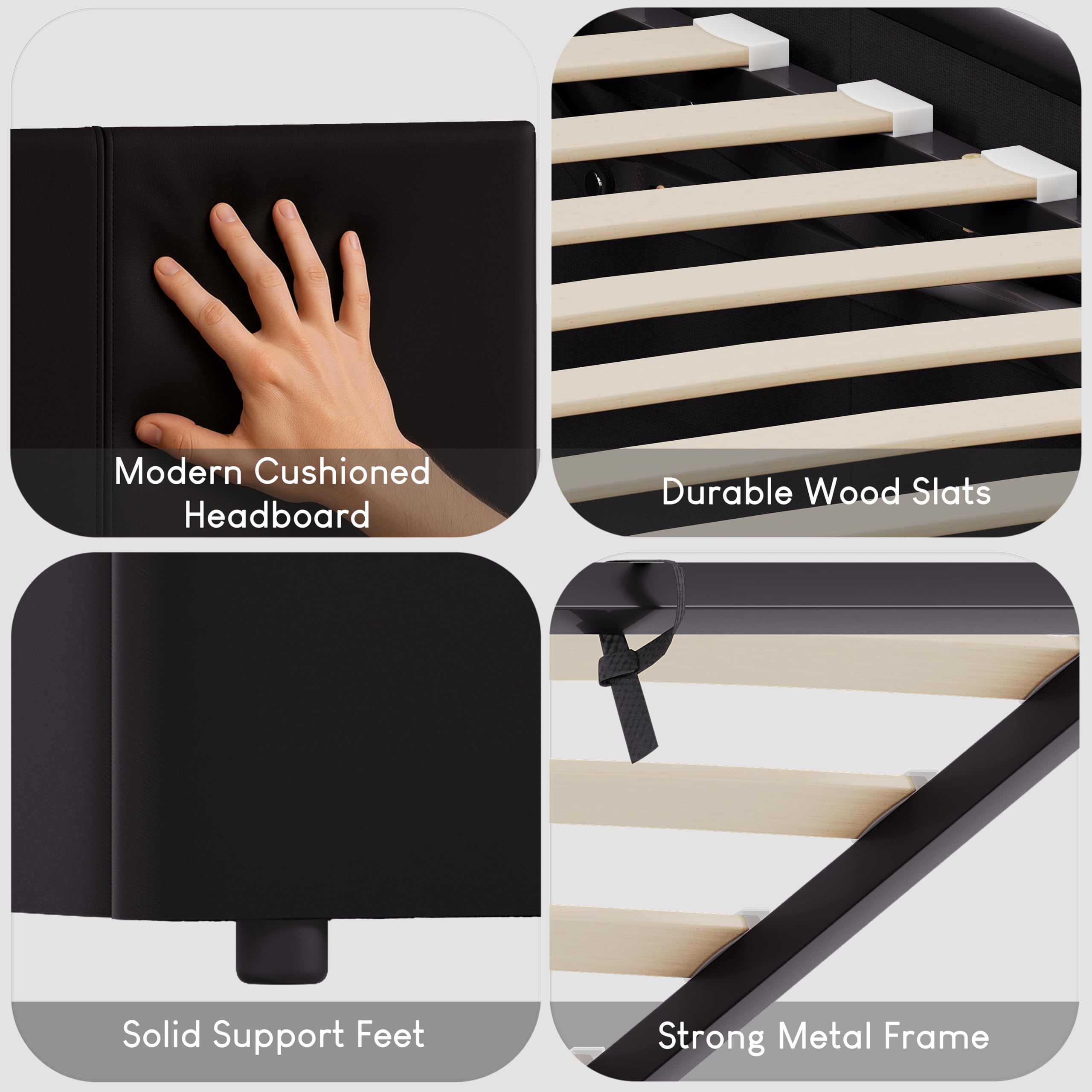 Vida Designs Lisbon Small Double 4ft Ottoman Bed Frame Upholstered Faux Leather Black 6