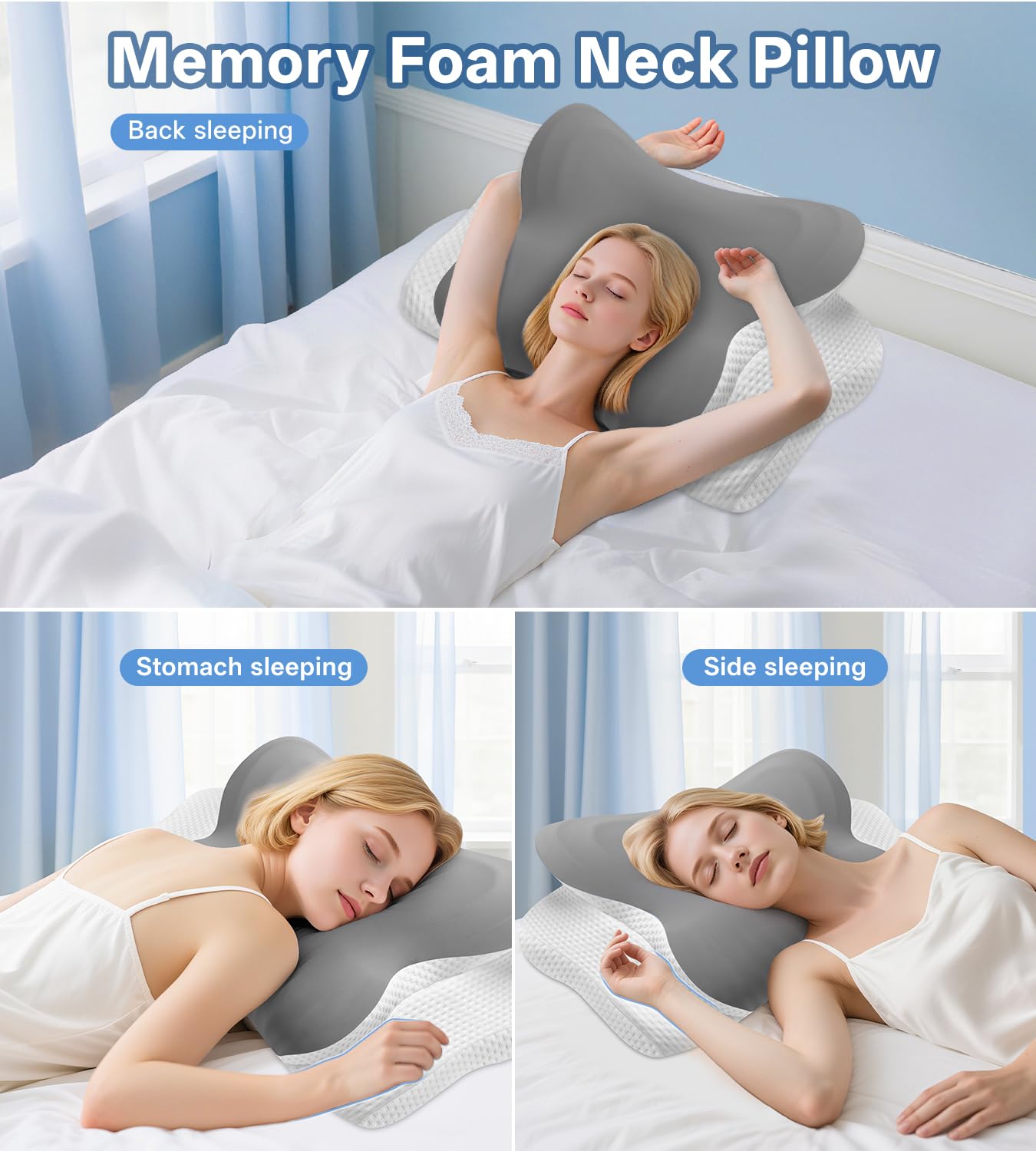 MISSCOZY Ergonomic Snore Relief Pillow HK30001 | Dual Height | CertiPUR-US Memory Foam 5