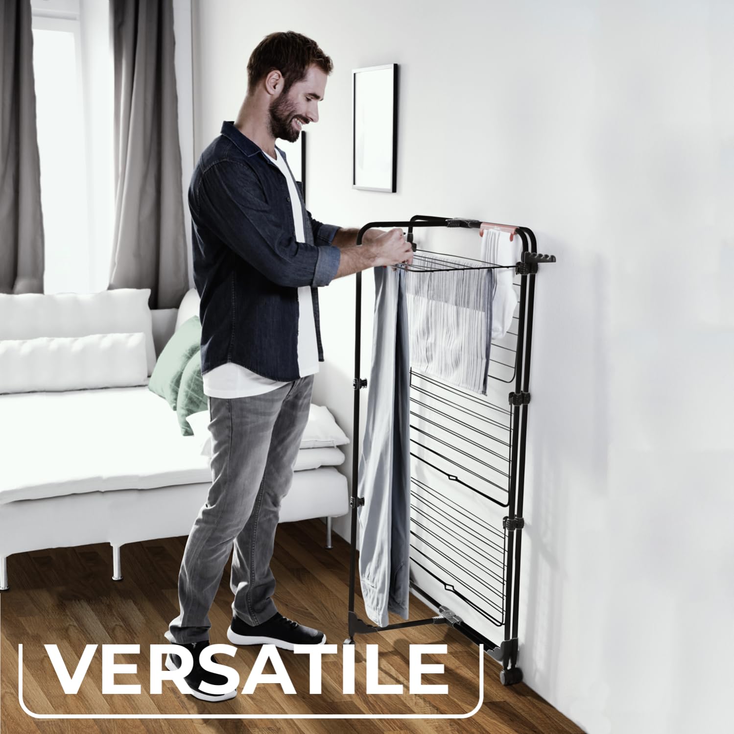 Vileda Mixer 3 Ultimate Clothes Airer - 30m Drying Space | Black Edition | Foldable 2