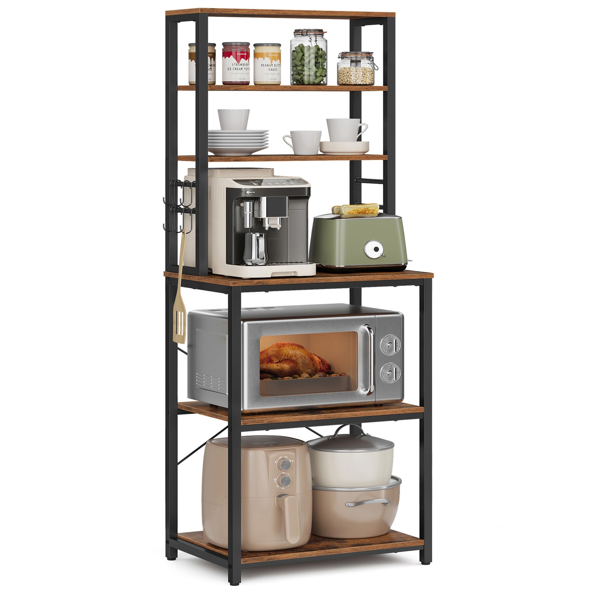VASAGLE Kitchen Storage Rack - 6 Shelves, 40 x 60 x 167 cm, Rustic Brown + Black 1