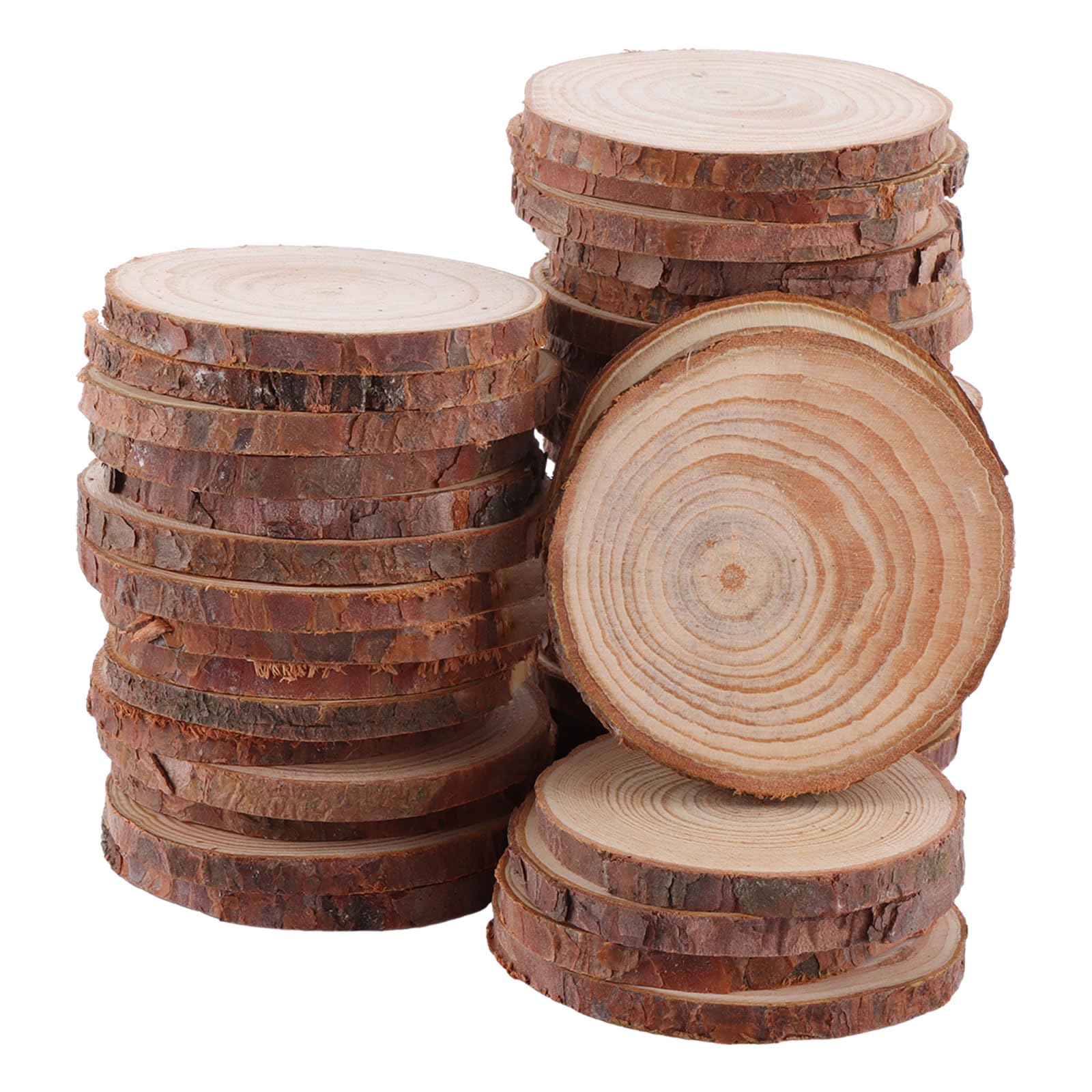 ASelected 50 Pcs Natural Pine Wood Slices for Crafts - 6-7cm Diameter, Sanded Surface | DIY Coasters & Decorations 1