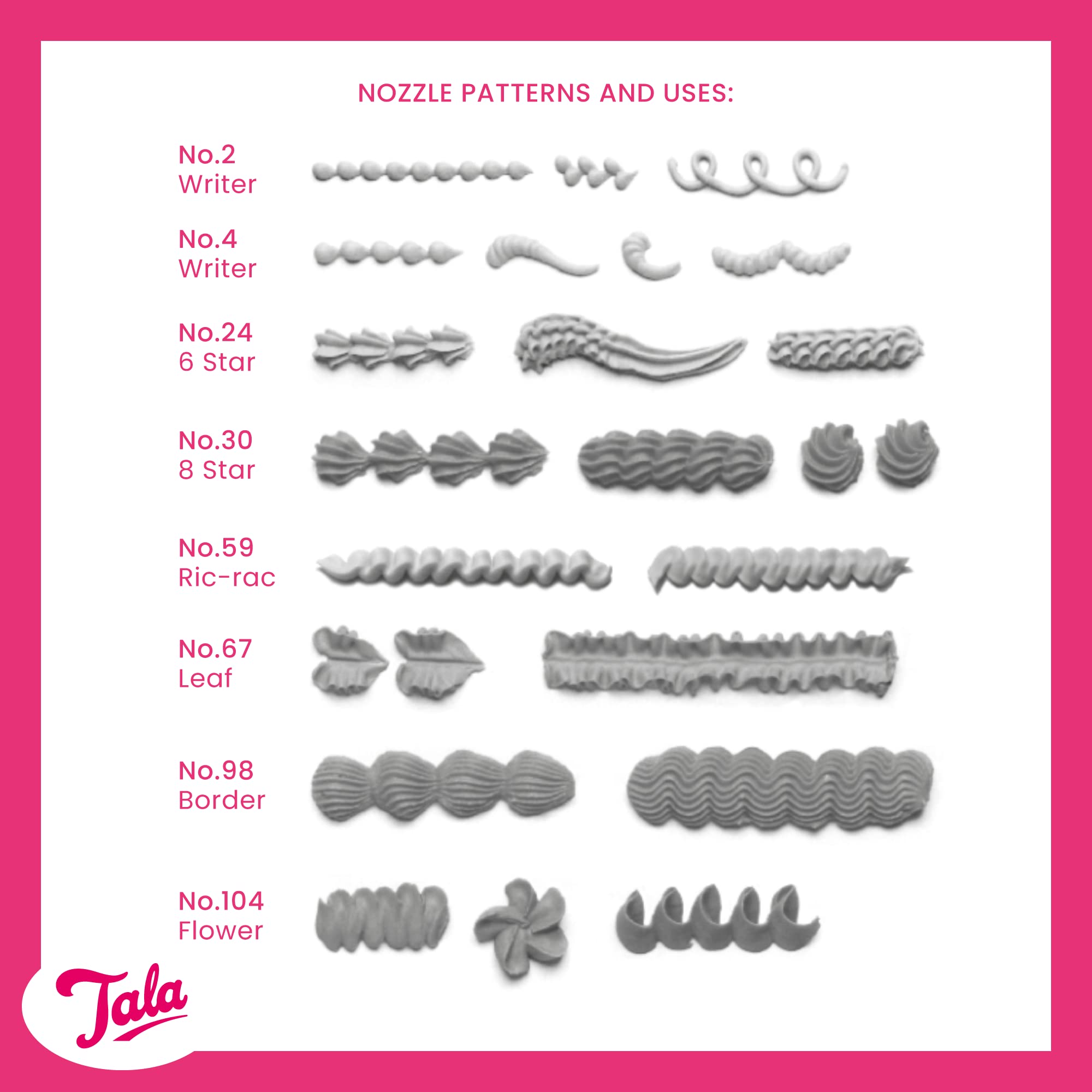 Tala Icing Bag Set with 8 Stainless Steel Piping Nozzles | Reusable Anti-Slip Bags | Easy Handwash Cleaning 4