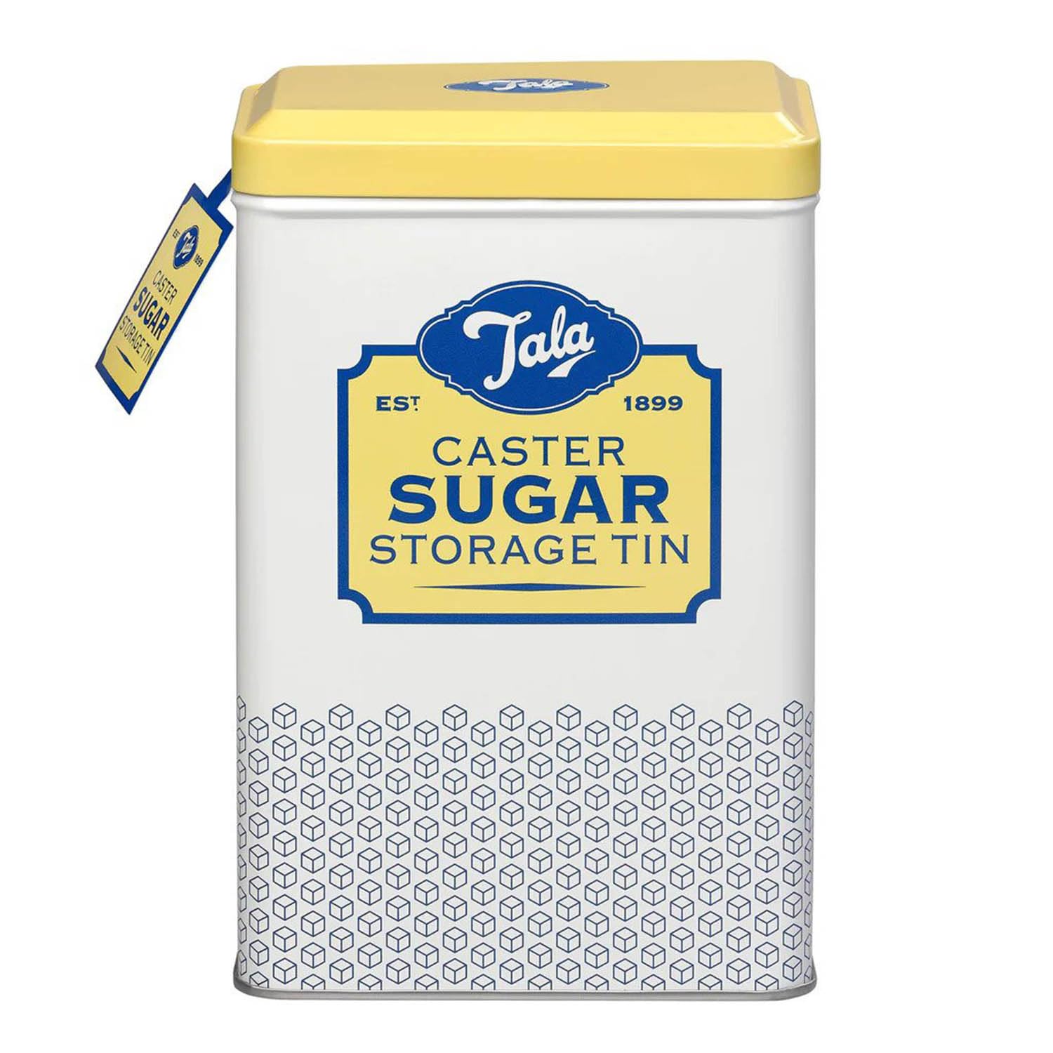 Tala Originals Metal Storage Tin for Caster Sugar | Yellow & Cream Nostalgic Design | 163x105x70mm 3