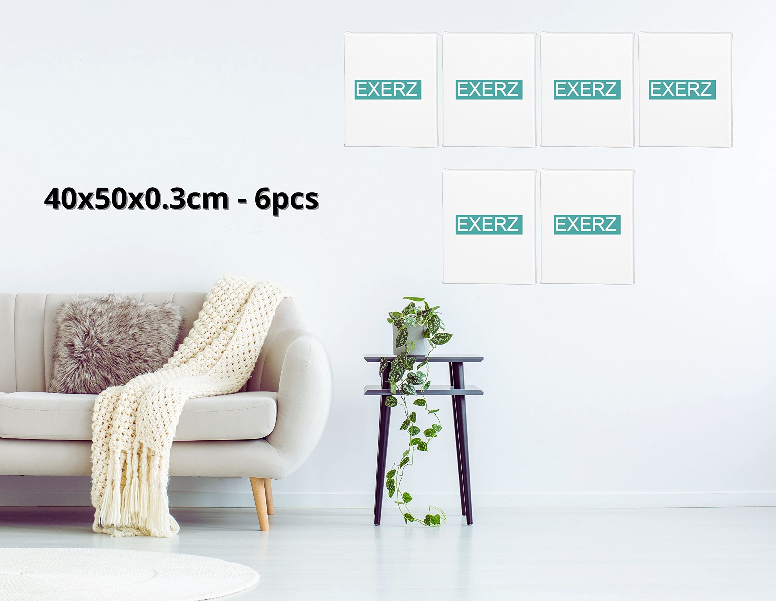 EXERZ Canvas Panels - 6 Pack 40x50cm Blank Artist Boards | 280GSM Cotton | Triple Primed 6