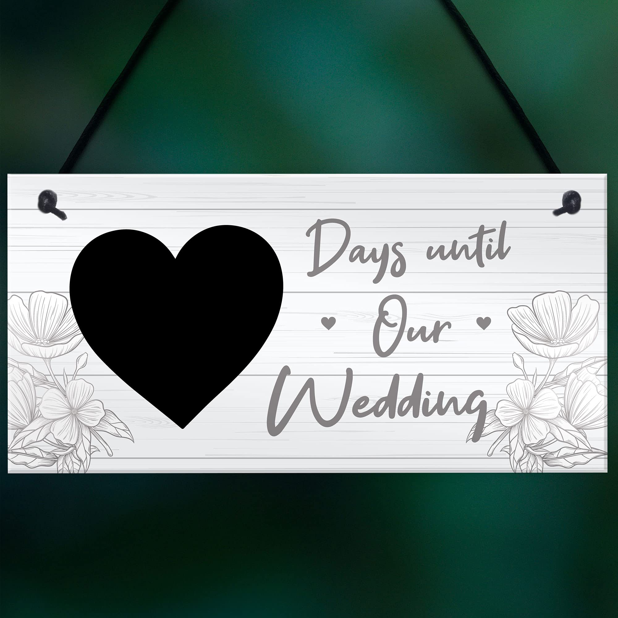 RED OCEAN Wedding Countdown Chalkboard Hanging Decor Sign | 20cm x 10cm PVC | Handmade in England 8