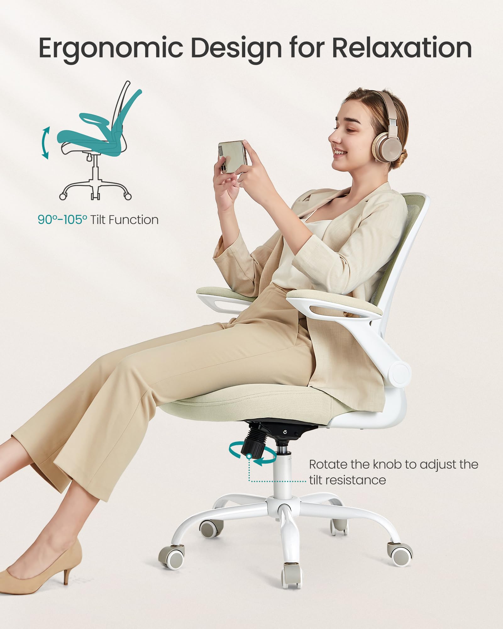 SONGMICS Ergonomic Mesh Desk Chair - Adjustable Lumbar & Head Support | 120 kg Capacity 6