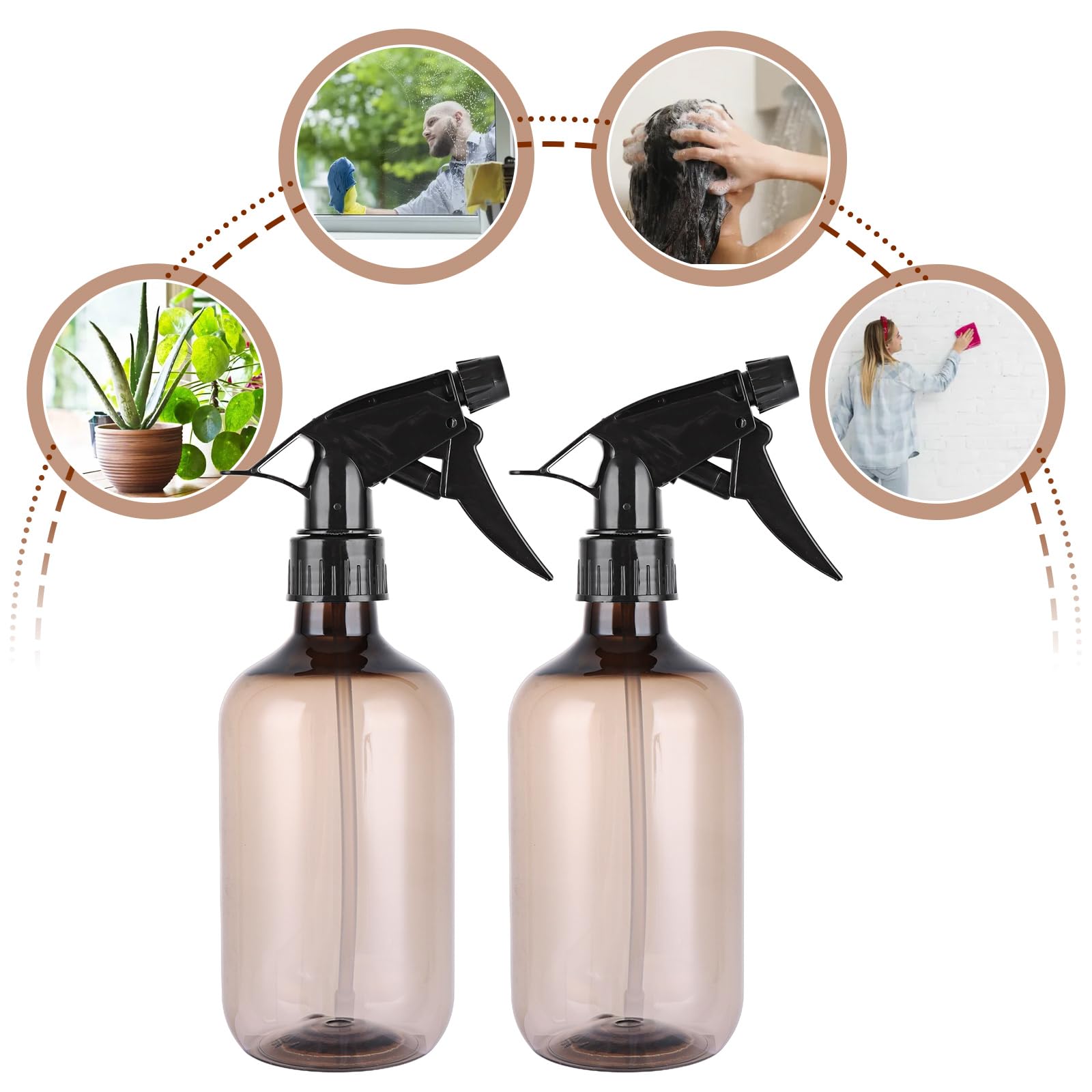 ASelected 3-Pack 500ml Reusable PET Spray Bottles | Adjustable Trigger | Amber Tinted 5