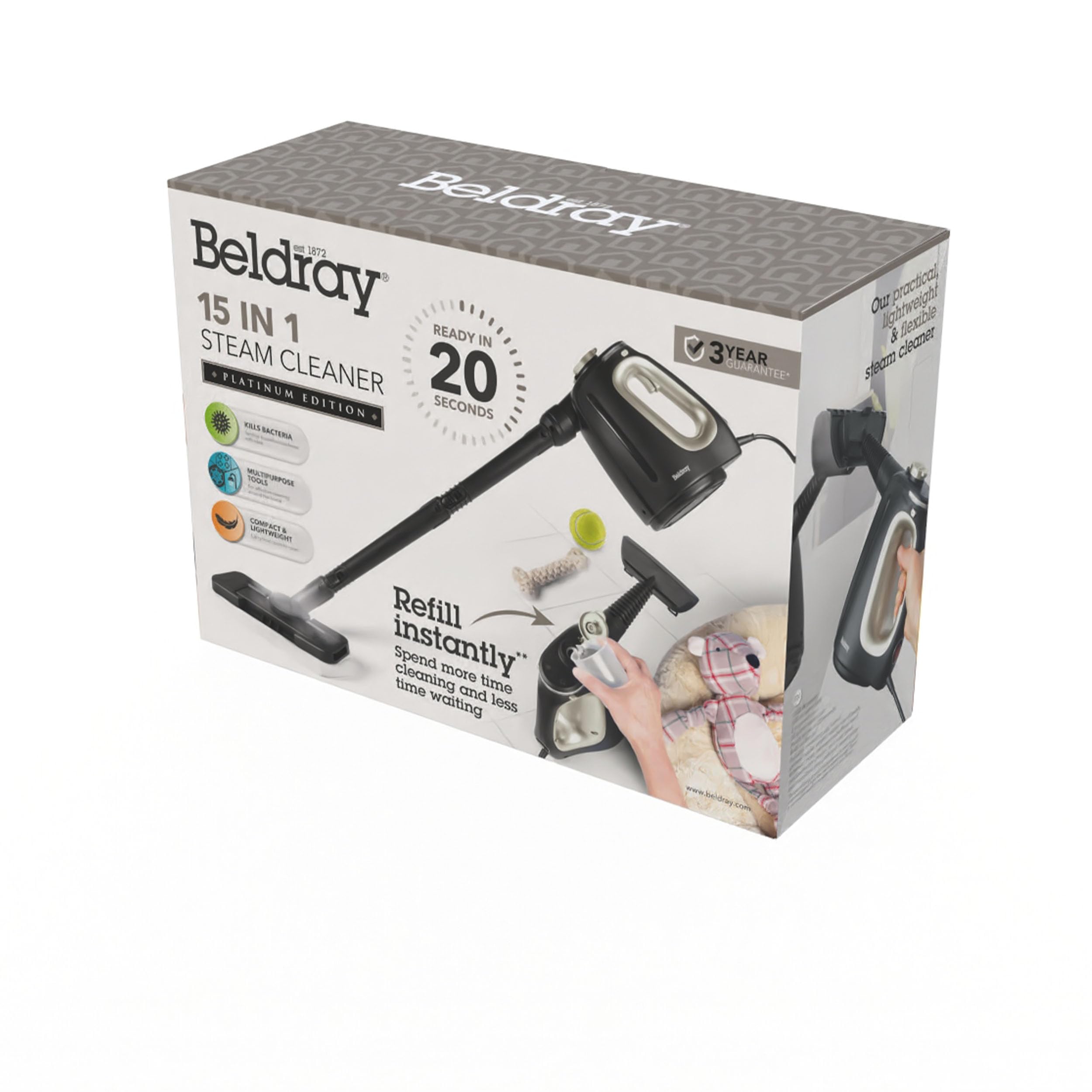 Beldray 15-in-1 Steam Cleaner - 1350W Power, 550ml Tank, 30g/min Steam Output 2