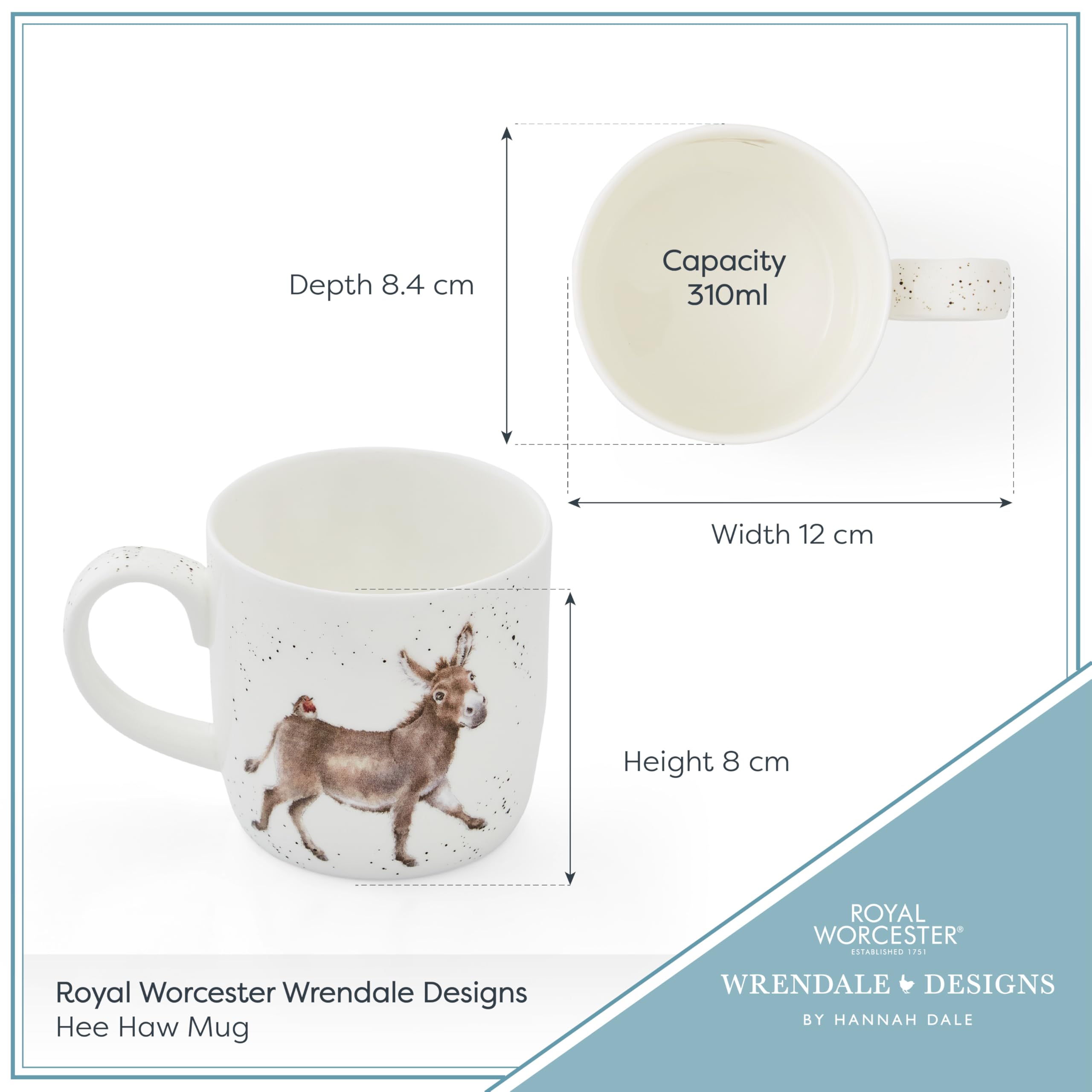 Wrendale Designs 'HEE Haw' Coffee Mug - Fine Bone China | 310ml Capacity | Dishwasher Safe 7